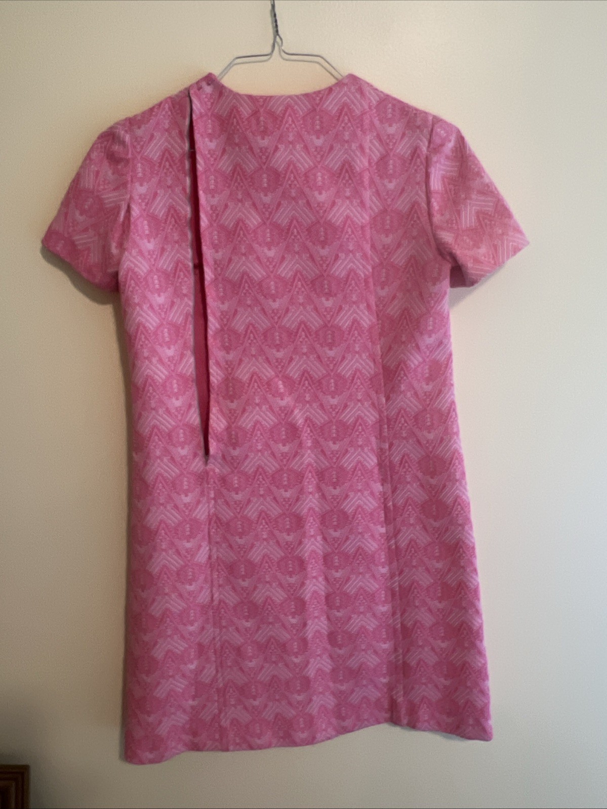 Vintage 1960s Pink Mod Shift Dress Handmade A-Line Retro Cottagecore