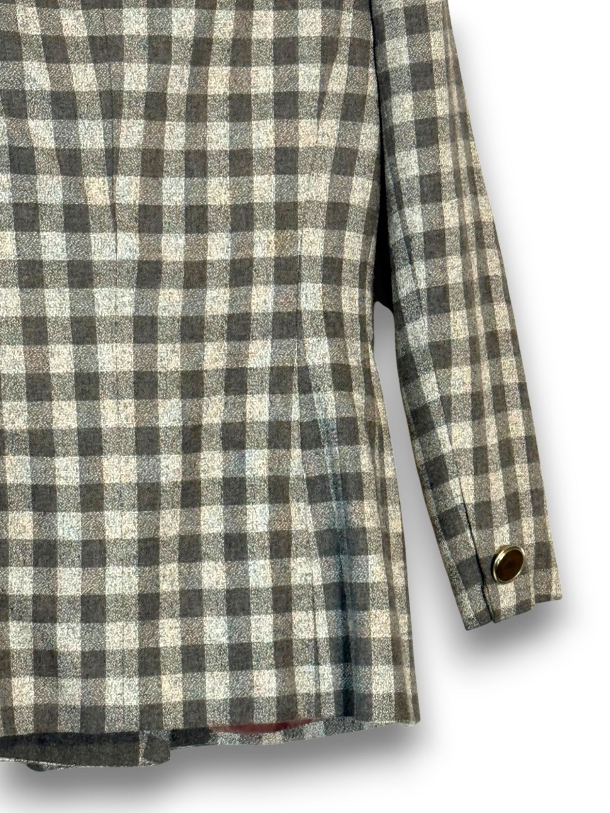 Vintage Petite Sophisticate Gingham Wool Blend Double Breasted Blazer Jacket Siz