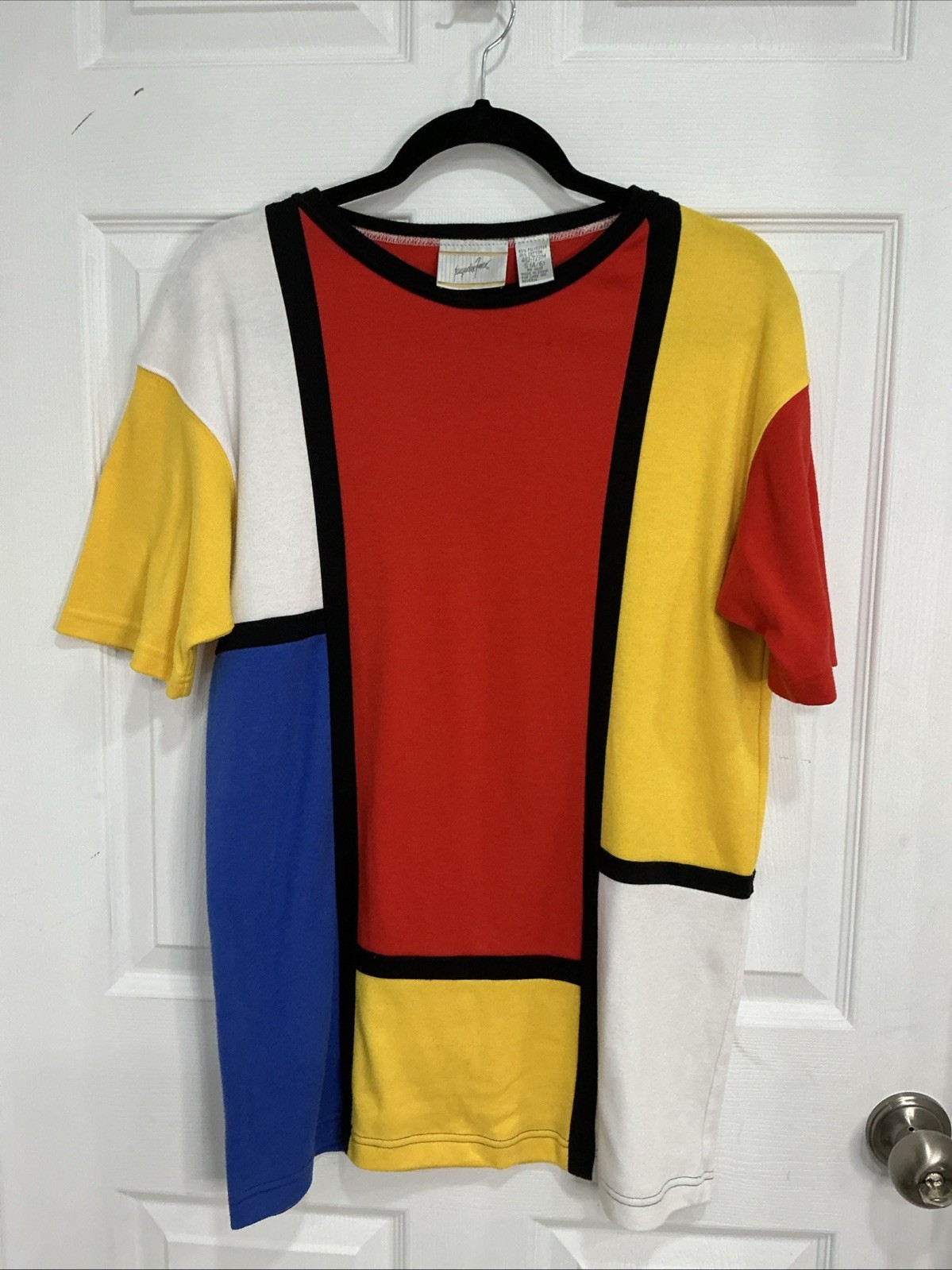 Vintage 80s Jacqueline Ferrar Color Block Shirt Size S 4/6