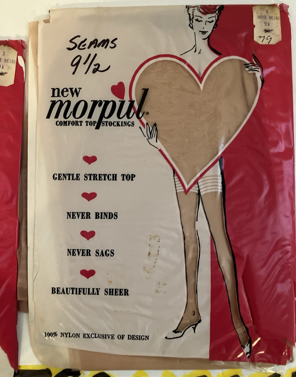 3 PAIR 1940 FULL FASHIONED GLAMOUR SHEER NYLON STOCKINGS CUBAN HEEL SEAMED BEIGE