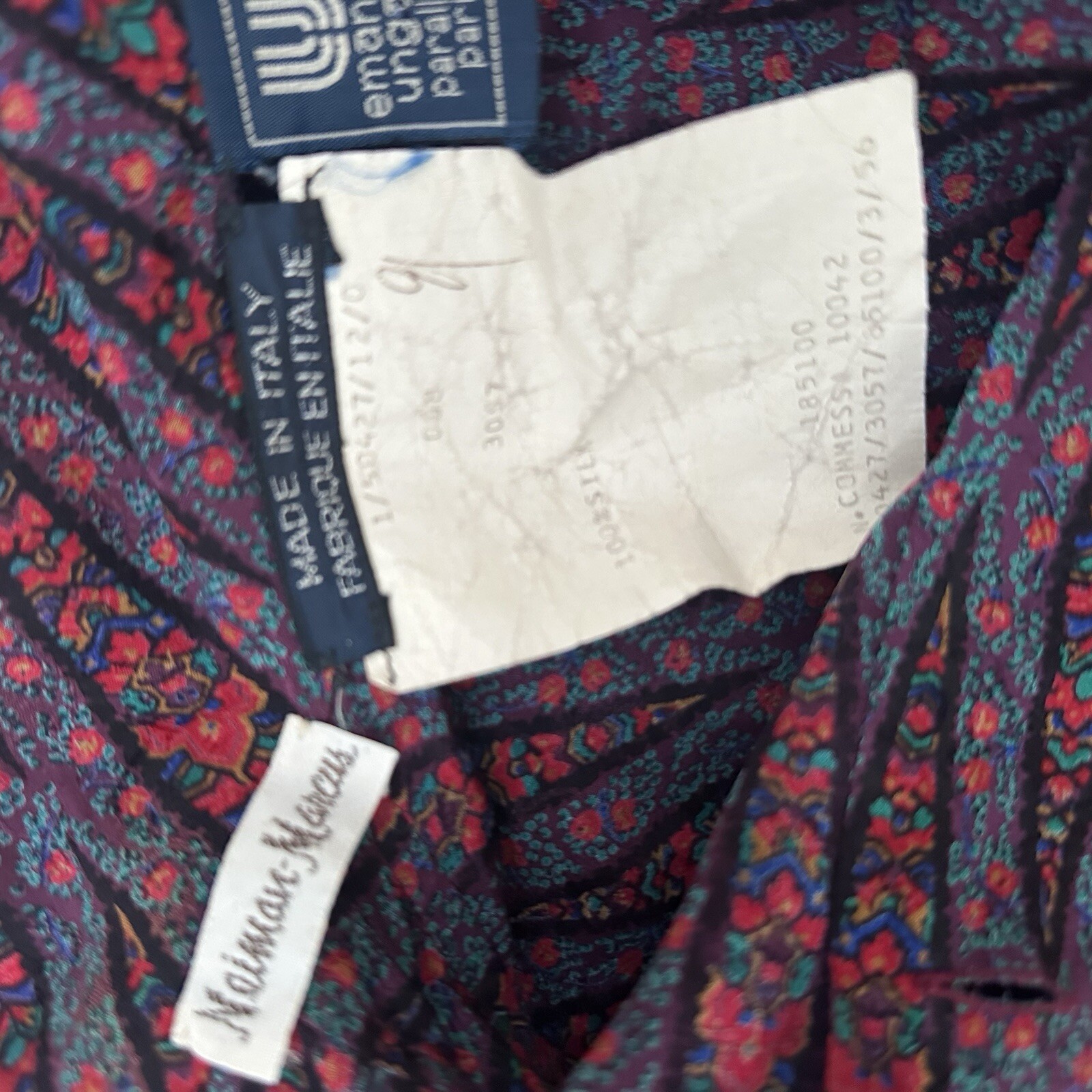 Vintage Emanuel Ungaro Paris Blouse Size 8 Floral 100% Silk Neiman Marcus Exclus