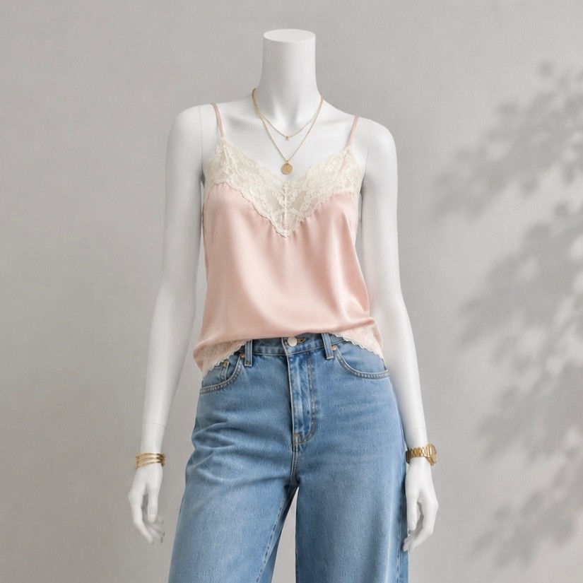 Vintage 80s Fairy Top S Pink Lace Trim Coquette Cottagecore Cami Unbranded