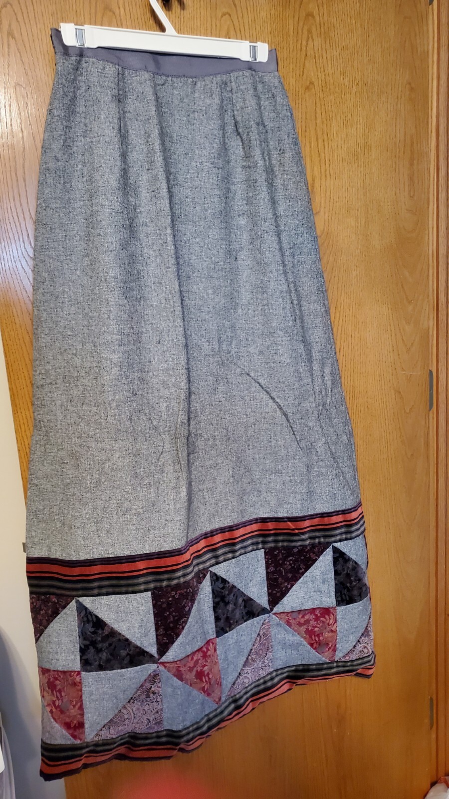 Vintage Maxi Skirt Womens Gray Wool Blend Quilt Style *See Description