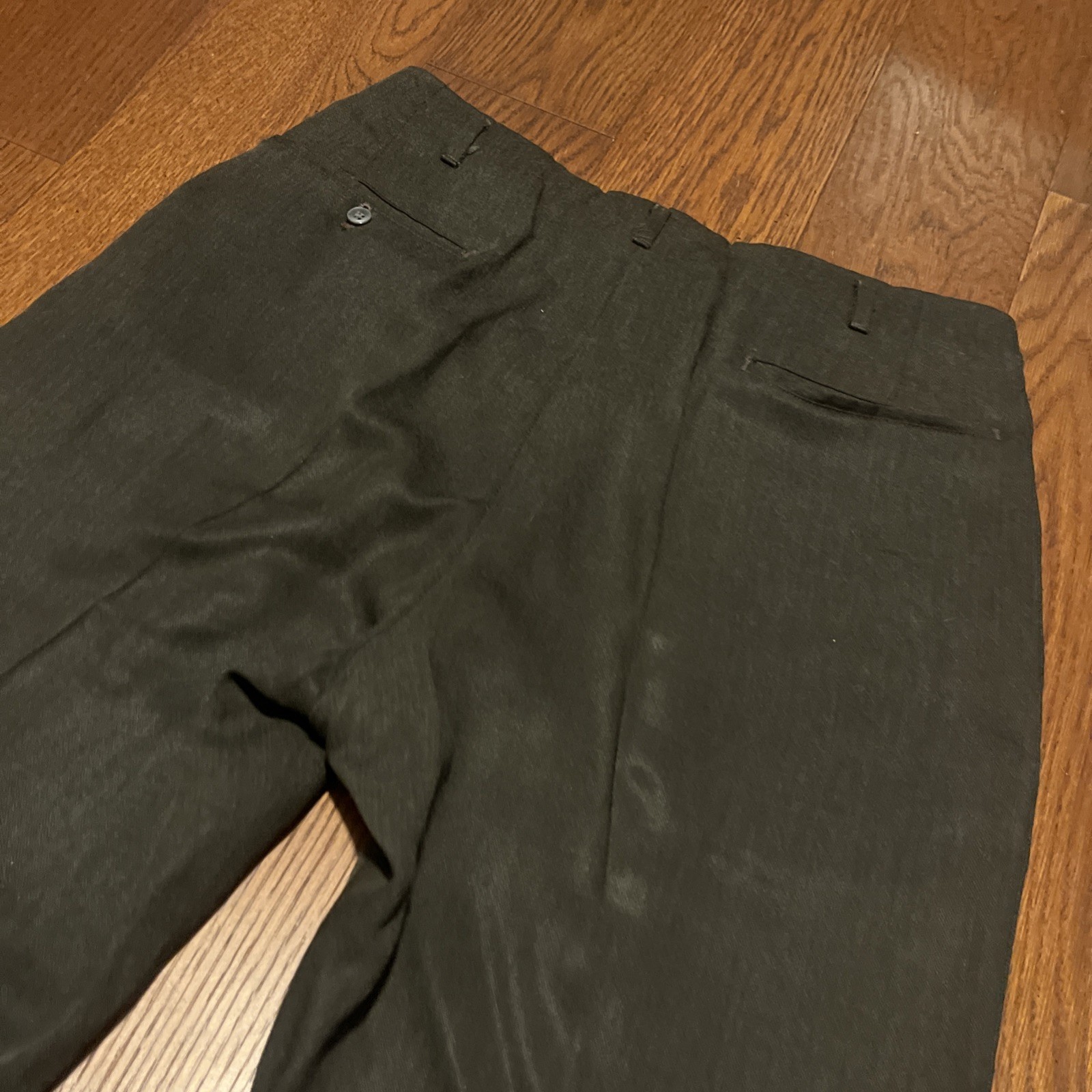 Vintage 32×28 1940s 1950s Hollywood Waist Pleated Pants Cuffed Drop Loop