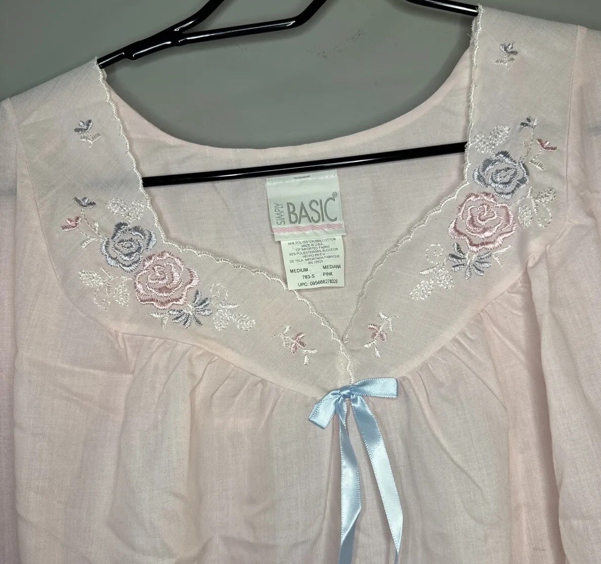 NWT Vintage Simply Basic Light Pink Polyester/Cotton Nightgown Embroidered M USA