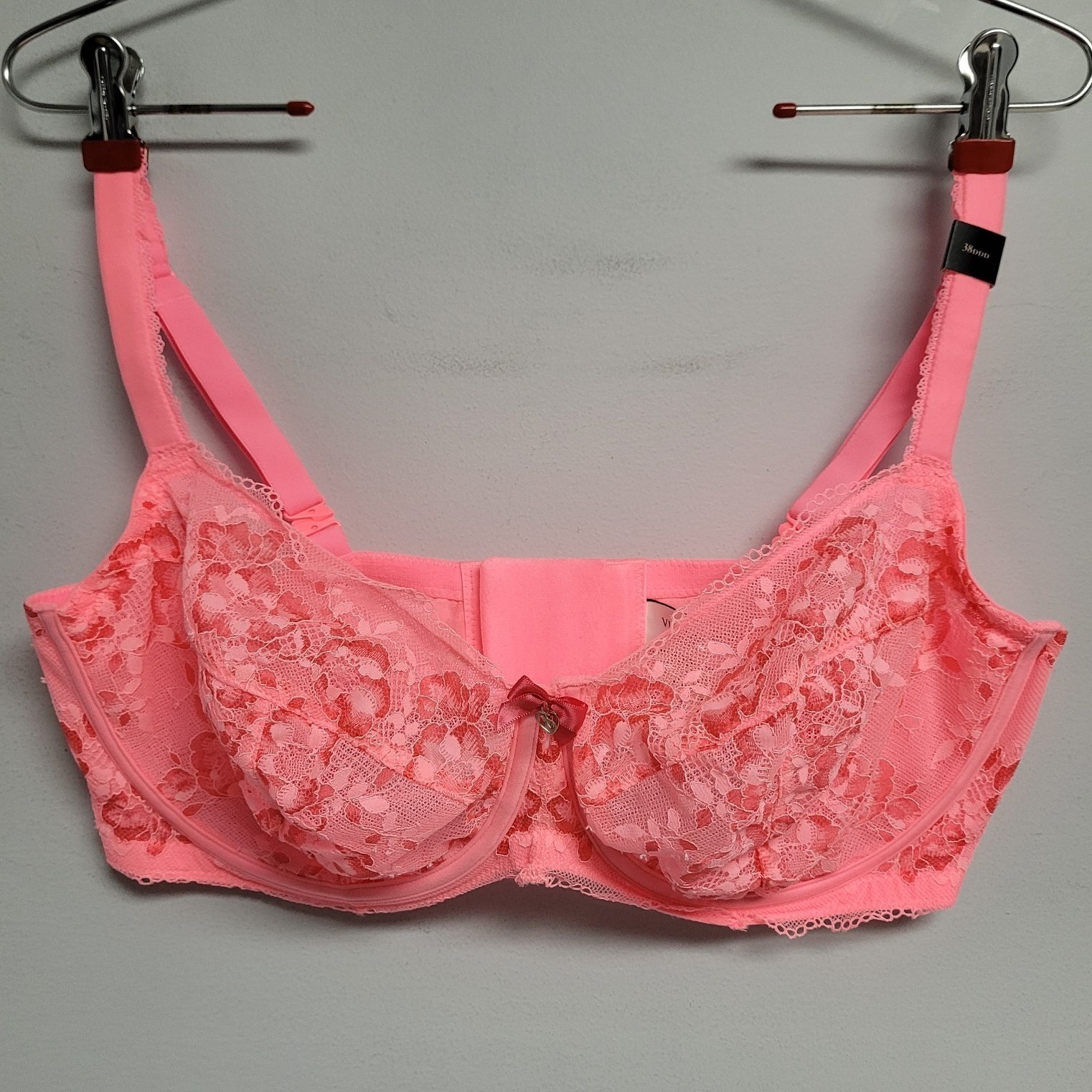 Victorias Secret Bra Rare Vintage 38DDD Body Victoria Unlined Pink Lace Demi