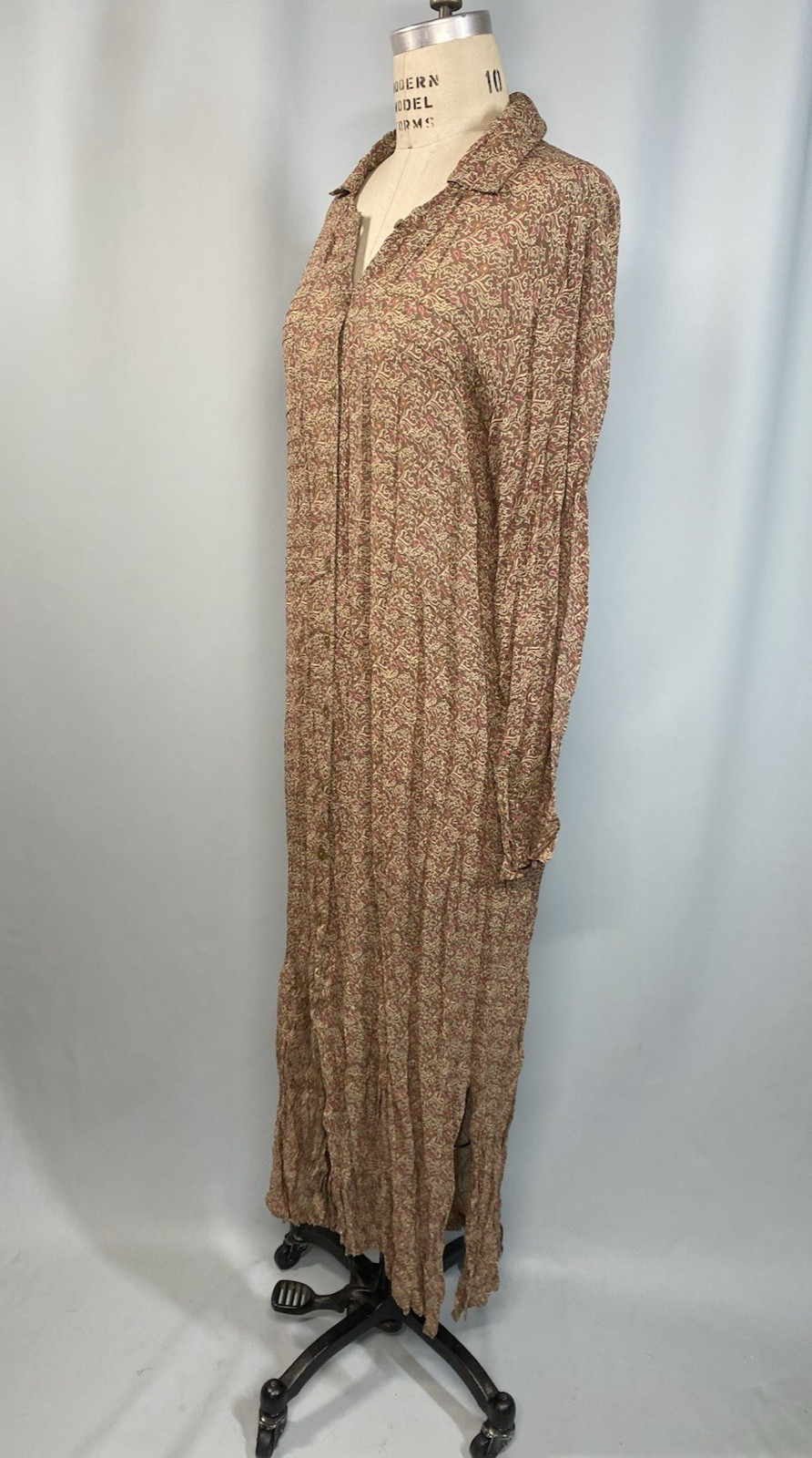 APRIL CORNELL Vintage Dress SIZE MEDIUM M long brown 90s Y2K Rayon sheer boho