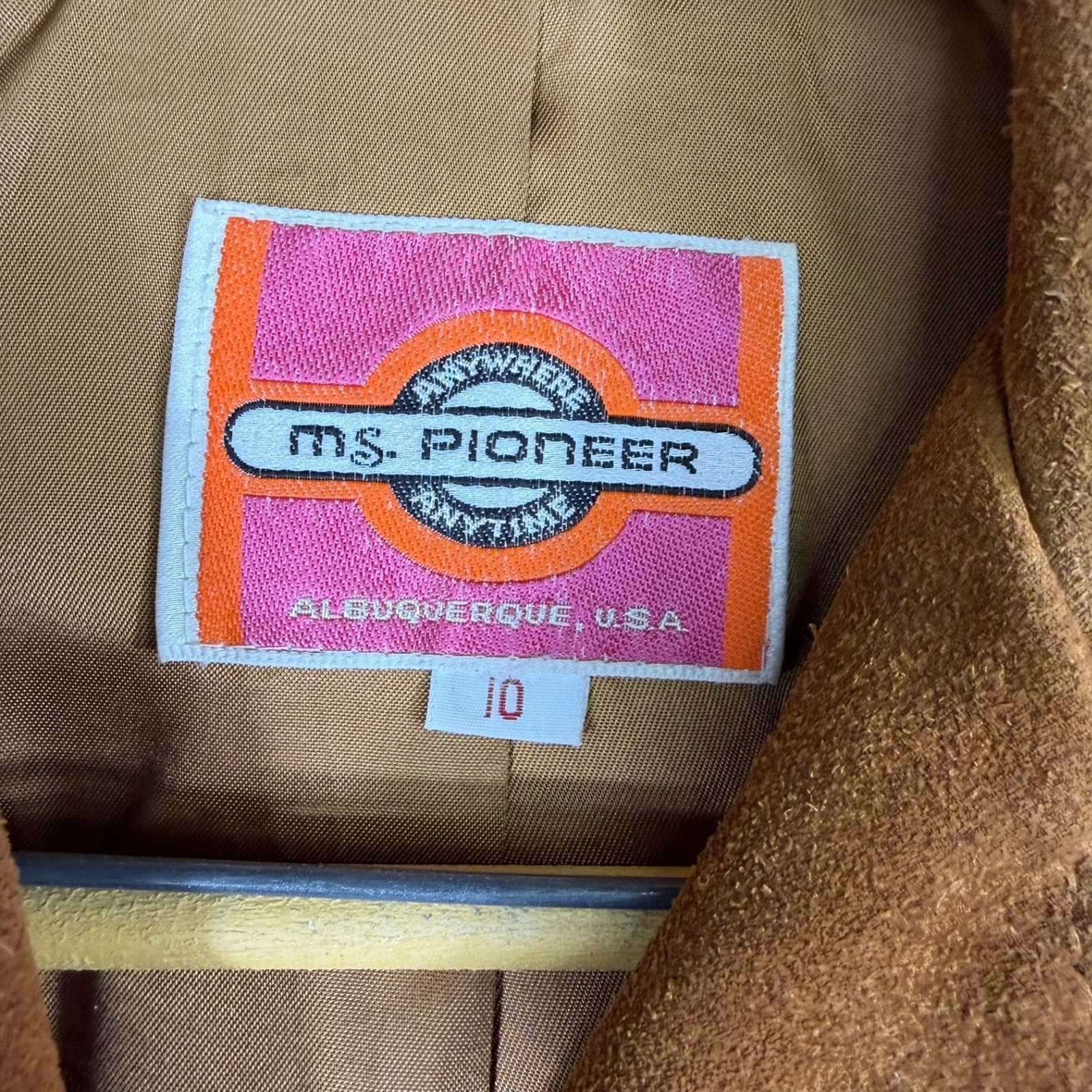 Ms Pioneer Leather Jacket Womens 10 Brown Suede Fringe Western Albuquerque Vtg