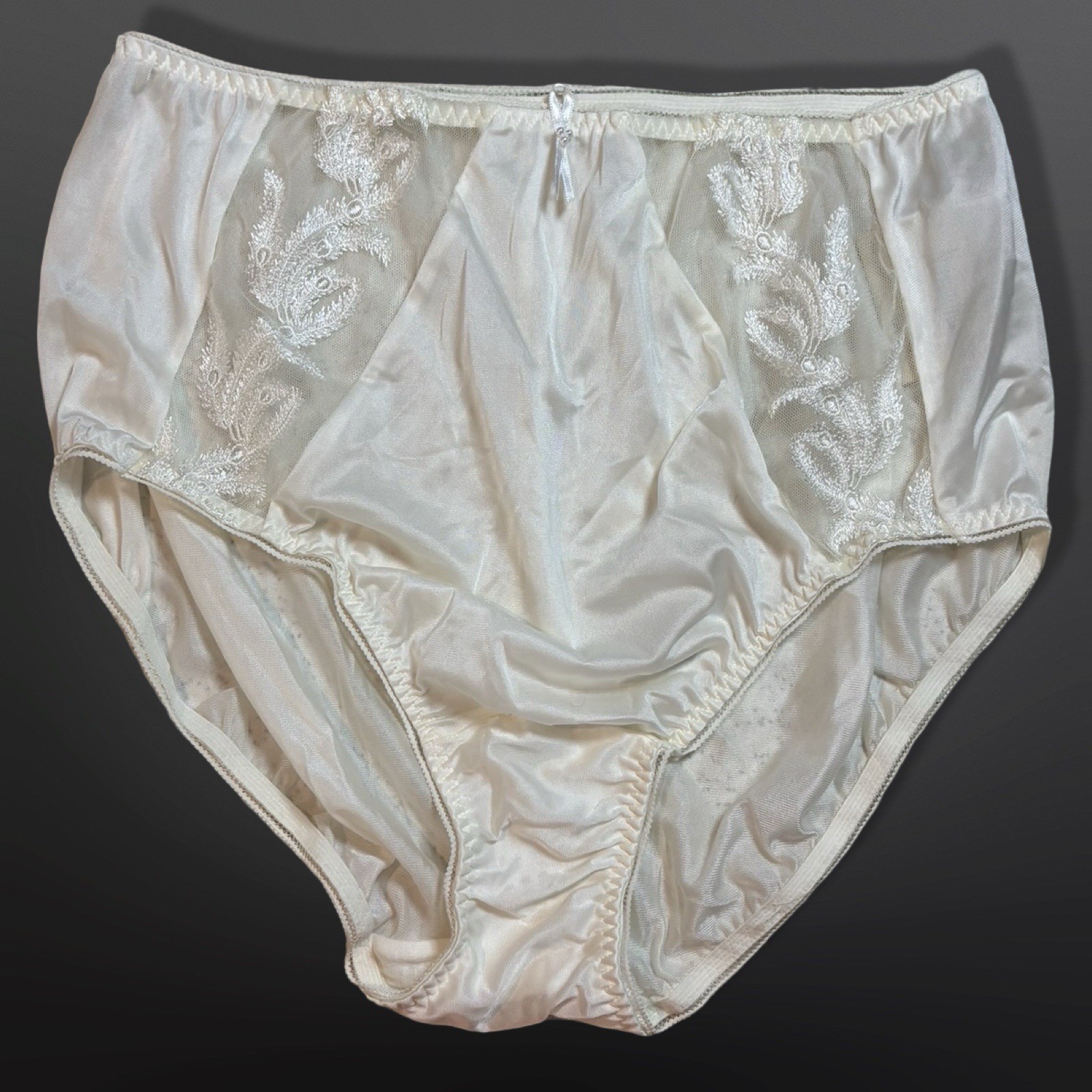 Vintage 80s 90s Wacoal Neiman Marcus Nylon Brief Panties Ivory NWT L