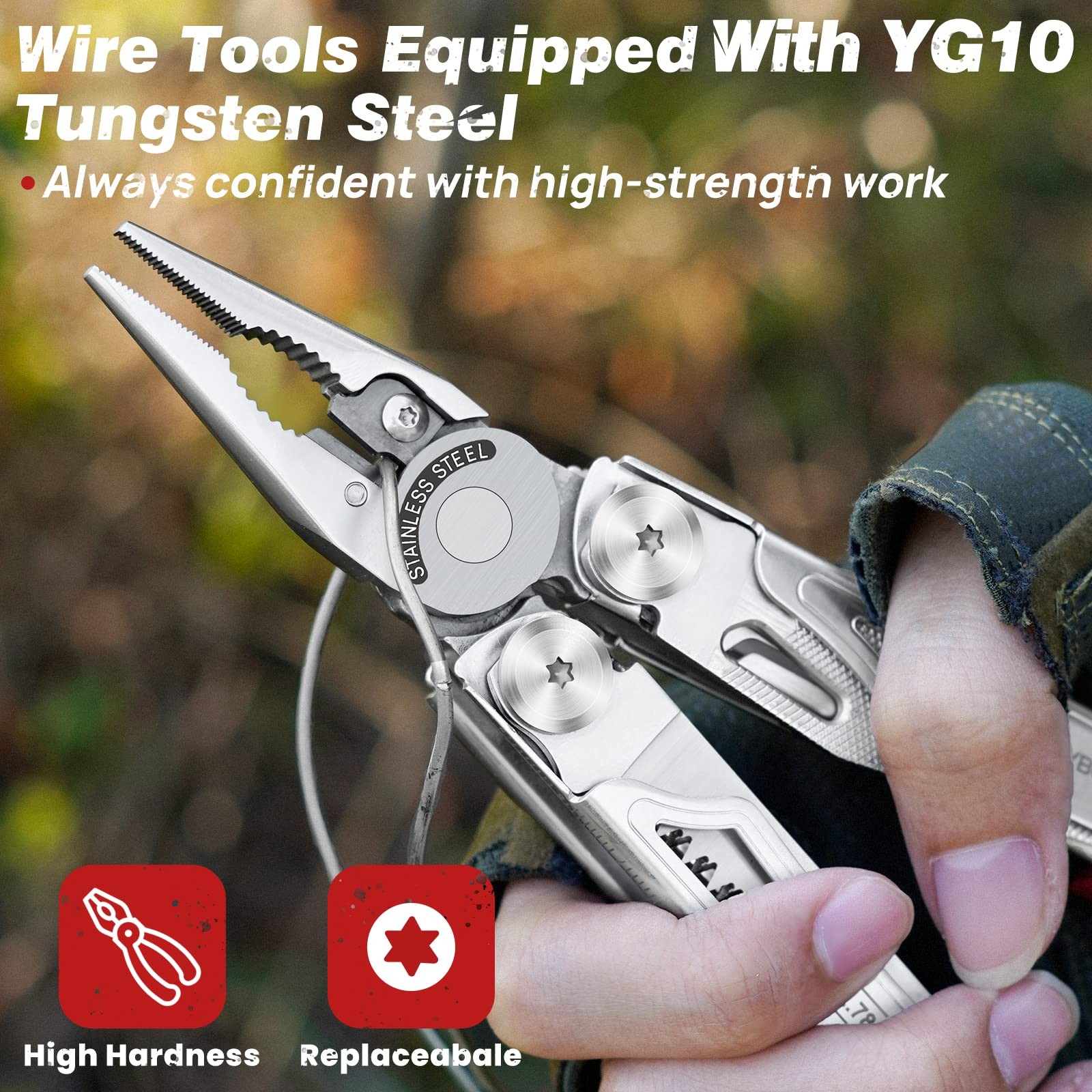 BIBURY 22-in-1 Multitool Pliers Stainless Steel Survival Camping EDC Pocket Tool