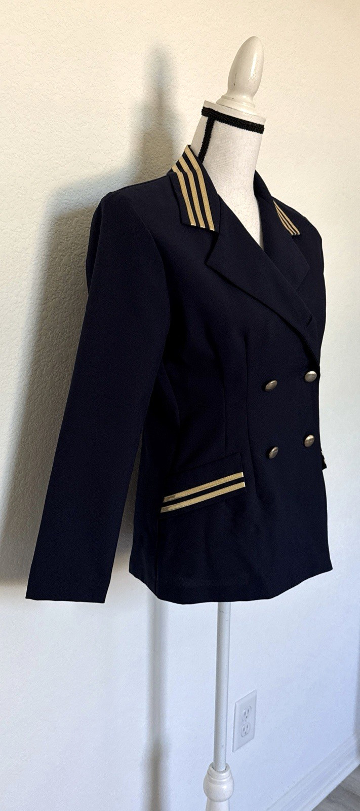 1980s 1990s Navy and Gold Nautical Double Breasted Jacket