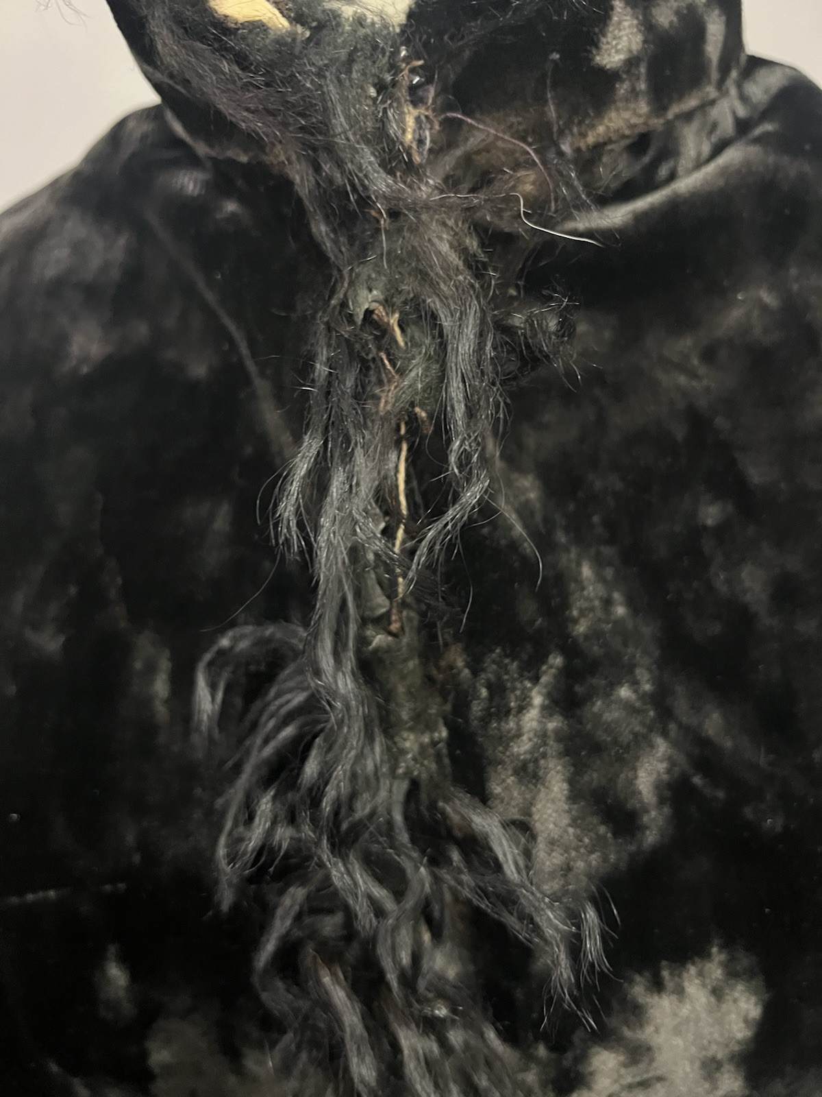 1890’s Antique Black Plush Velvet Cape Narrow Soutach & Jet Bead Trim