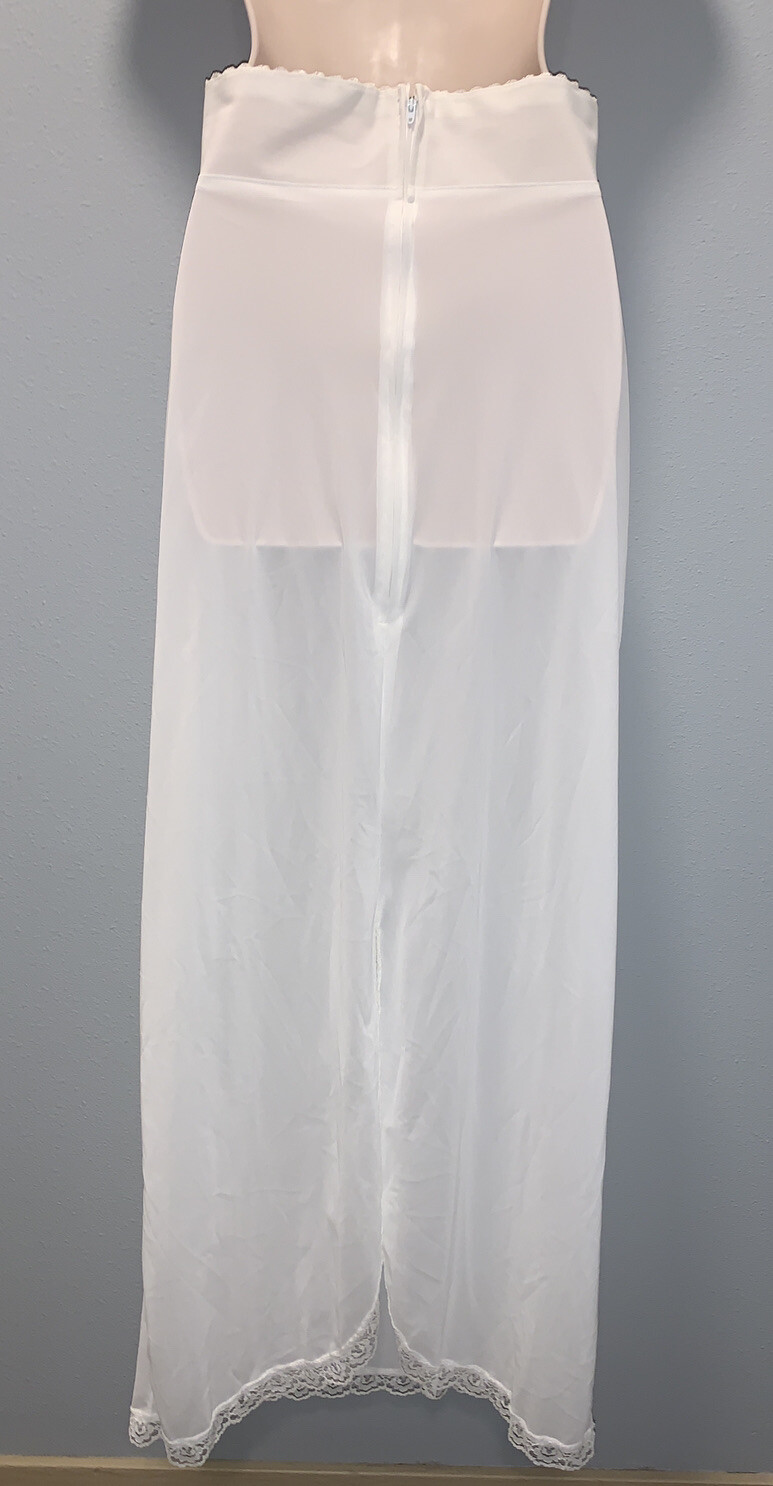 MERRY MODES Size 12 Ivory Long Formal Half Slip Back Zipper Lace Slit Vintage