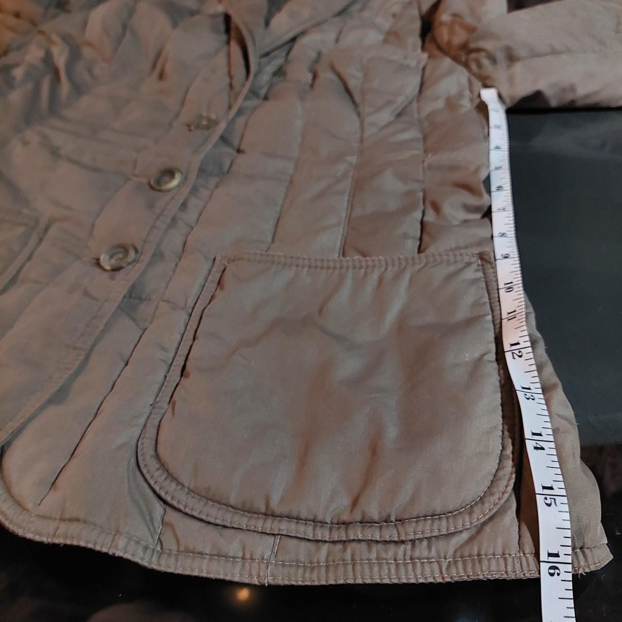 Vintage green down quilted jacket.