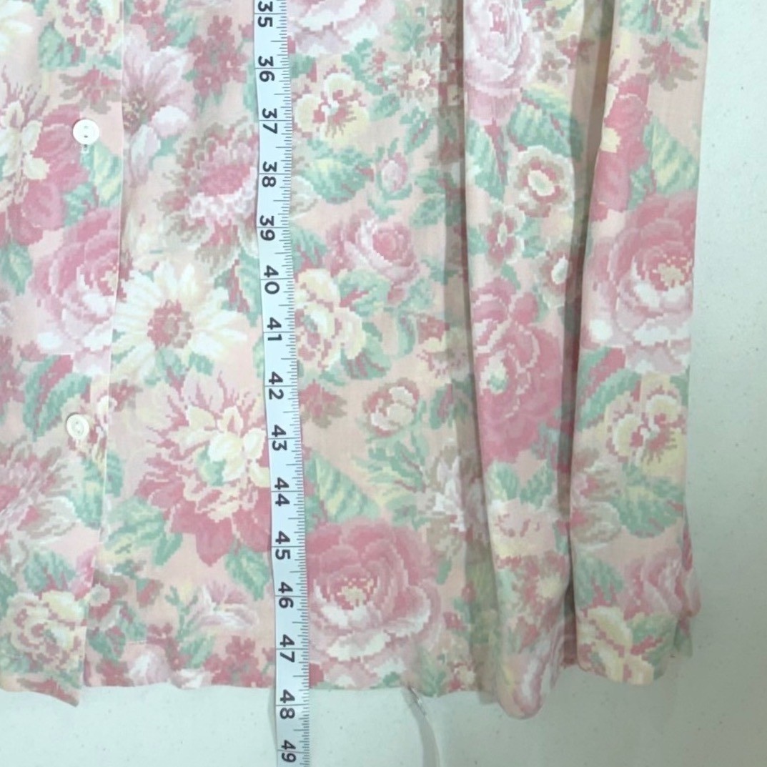 Pretty Looks Nightgown Large Pink Florali Embroidered Collar Vintage USA Cottage