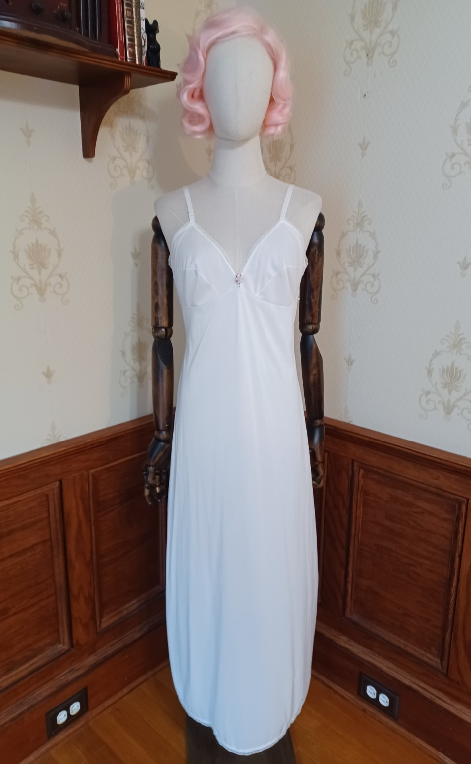 Vintage 1960s/70s Lorraine White Lace Regencycore Coquette Lingerie Slip Dress
