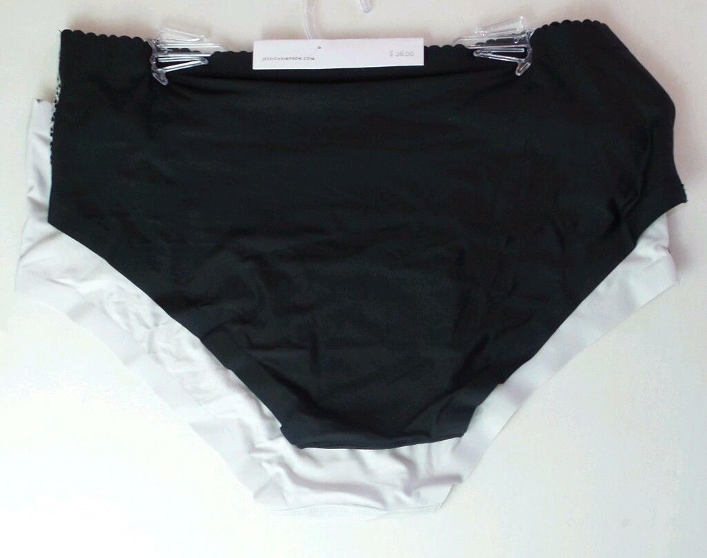 JESSICA SIMPSON Panties 2 pack 1X Full Figure Hipster Laser Briefs Black Grey JC