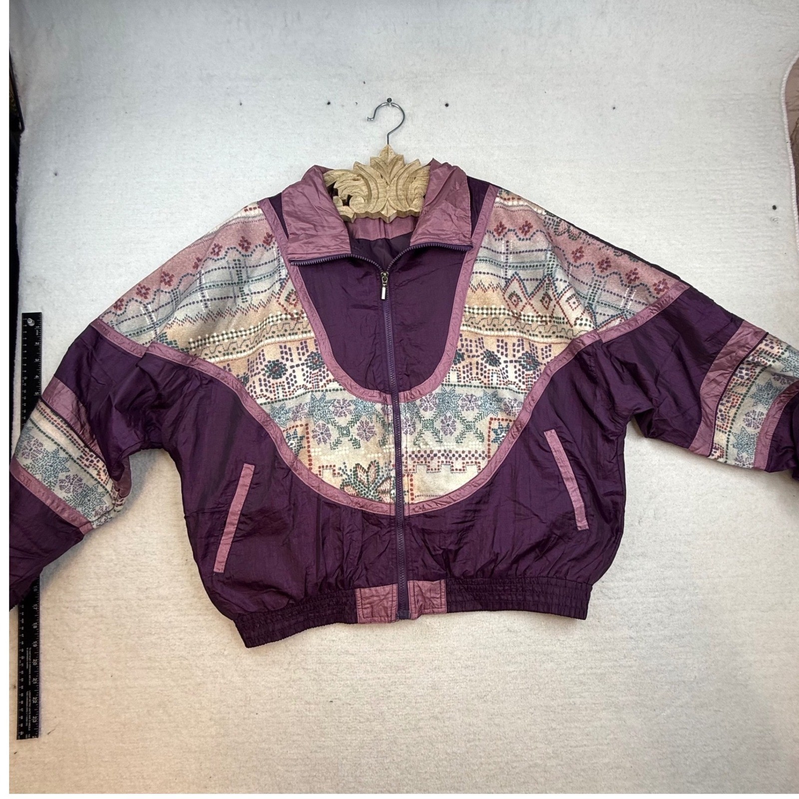 VTG 90s Purple Windbreaker Bomber Jacket XL eclectic street wear Y2K old school