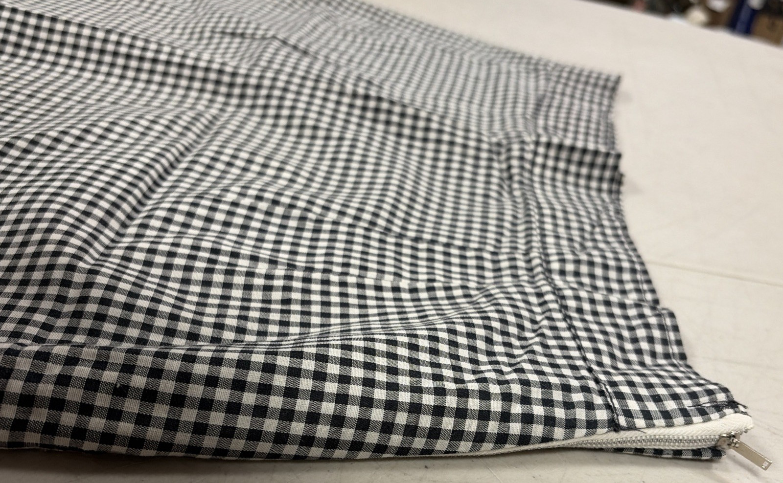 1960&rsquo;s Homemade Gingham Pleated Cotton Skirt Black & White Size M?