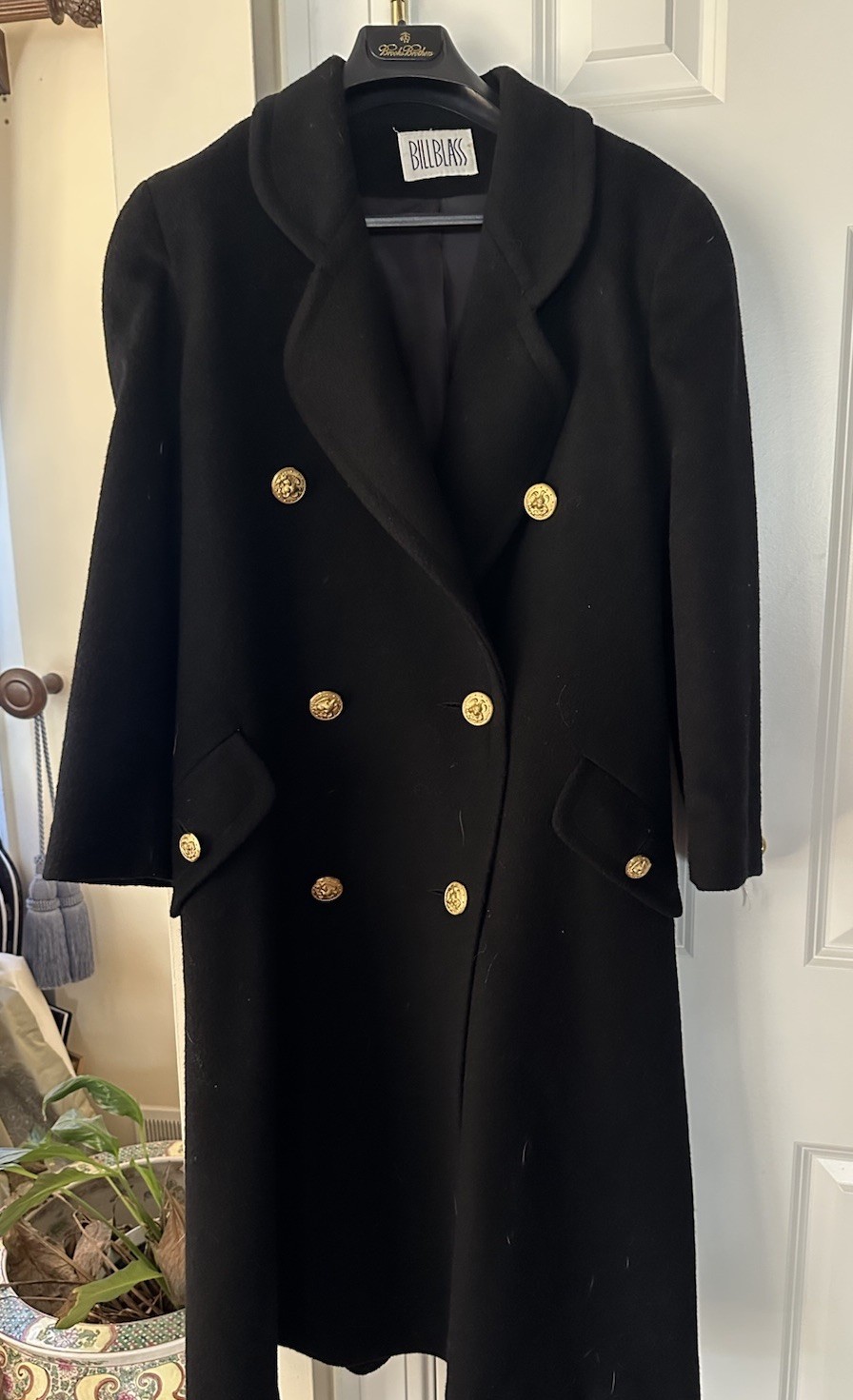 Bill Blass Navy Blue Wool Double Breasted Military Style Size 4 Fine