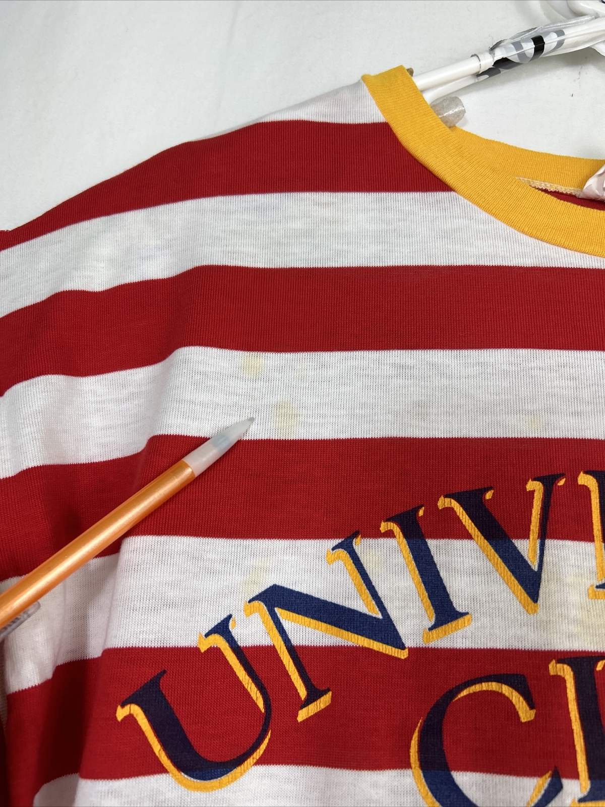 Vtg Gee Gee&rsquo;s by Milaca Mills Red White Striped University Club Sleep Shirt OS