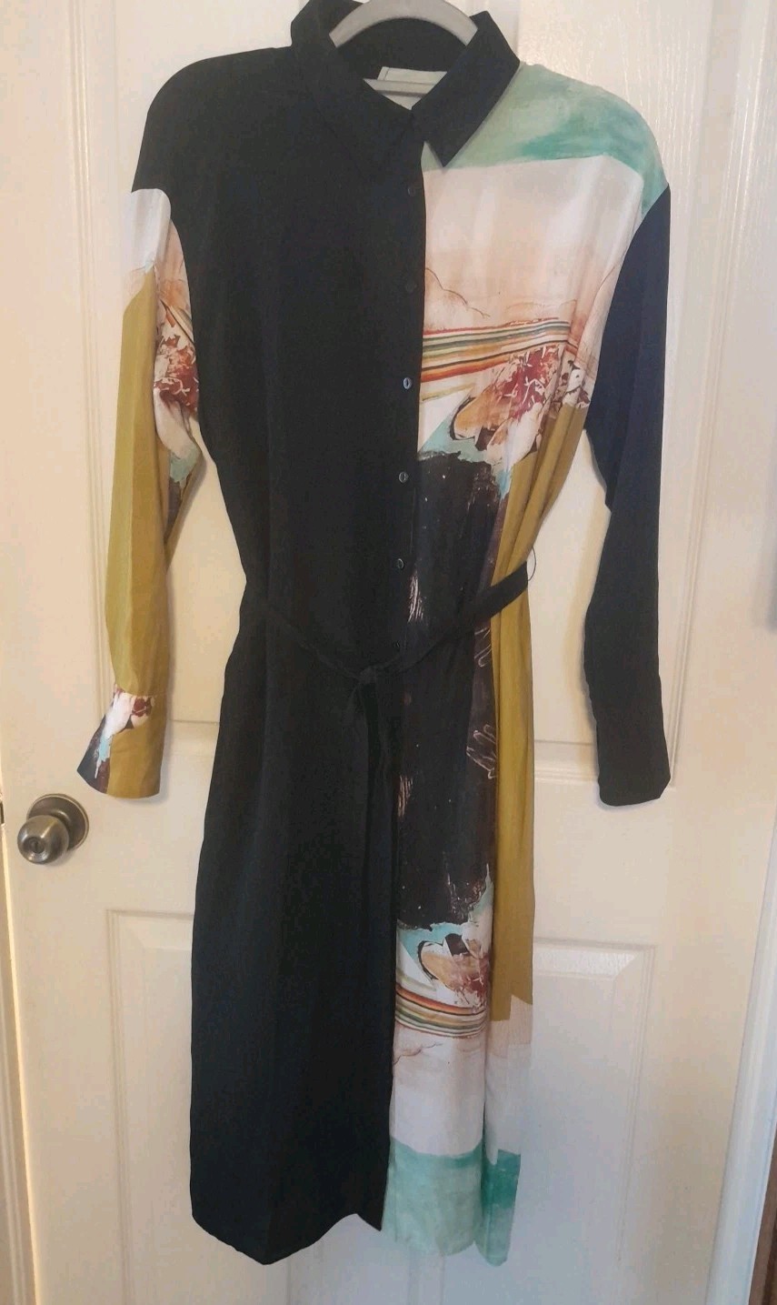 Vintage European Button Down Unique Design Dress Below Knee EU40/ US 8. B14