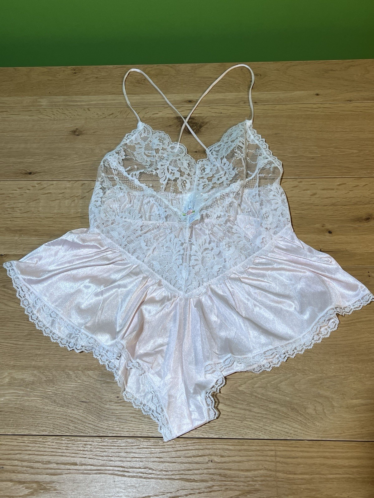 Undercover Wear New Pink Teddy Lingerie White Lace Size M Vtg 80&rsquo;s USA