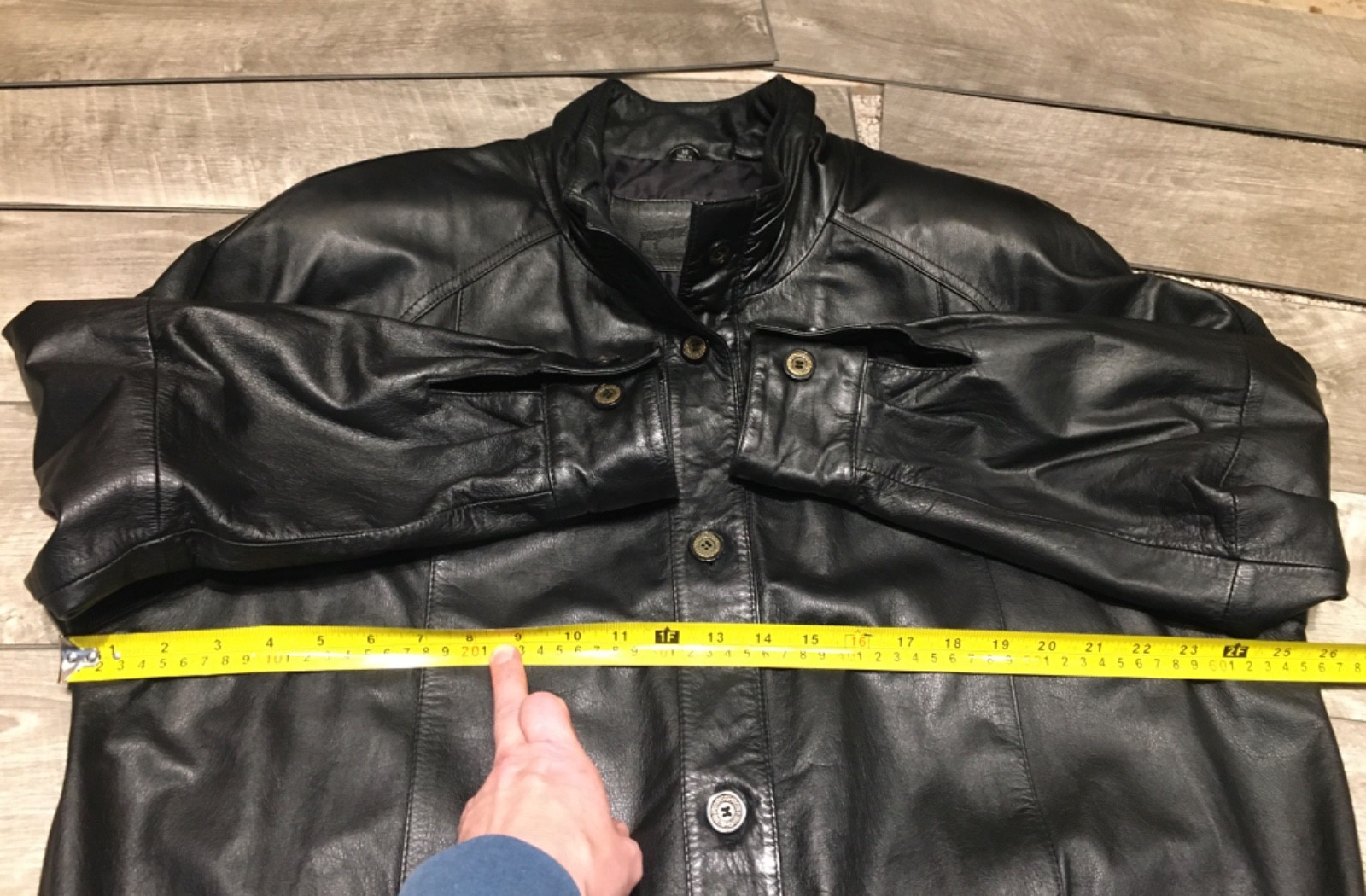 Womens Jacqueline Ferrar Riding Leather Bomber Button Front Coat Jacket Size 14