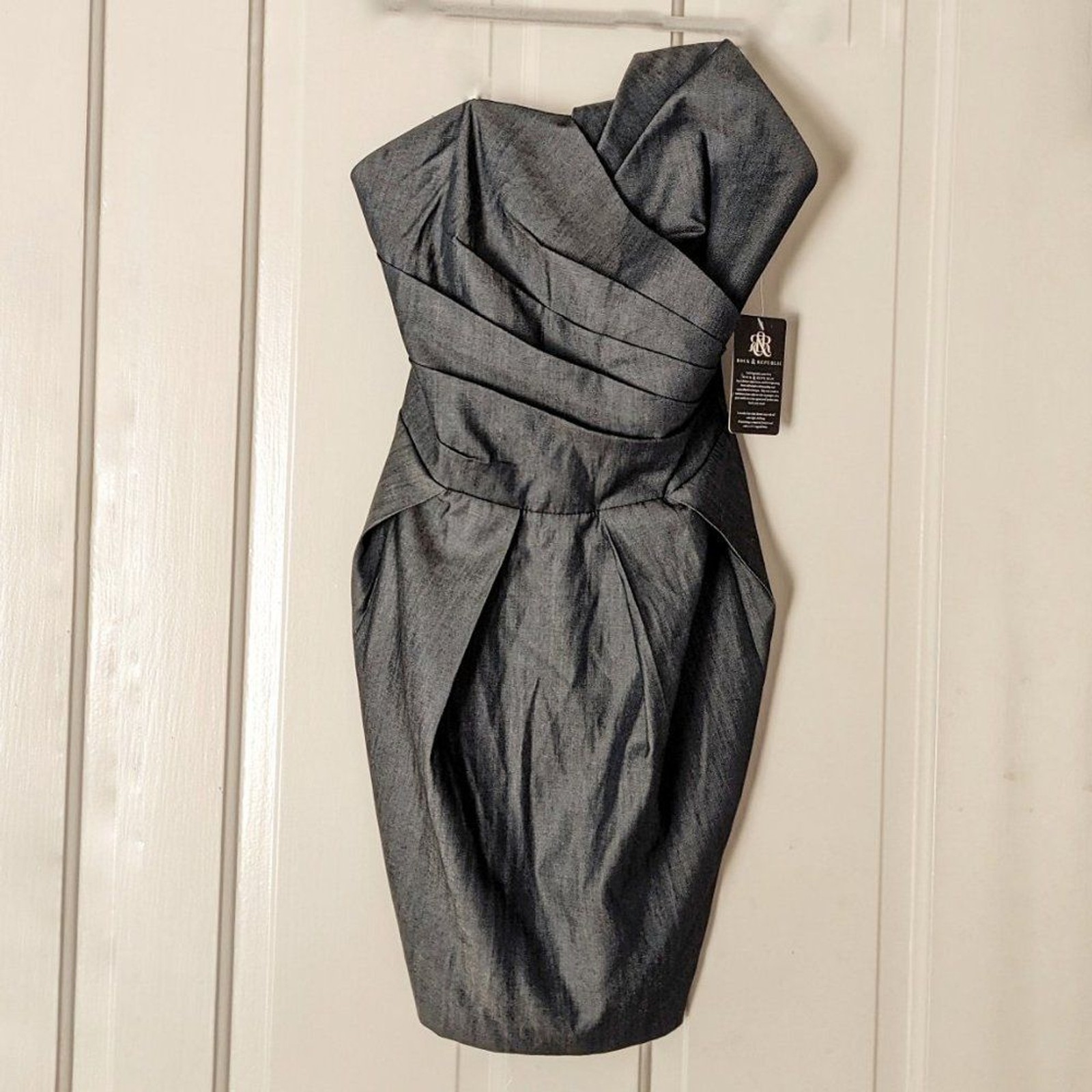 NWT VTG ROCK & REPUBLIC Leland Strapless Denim Origami Dress in Transmission / 2