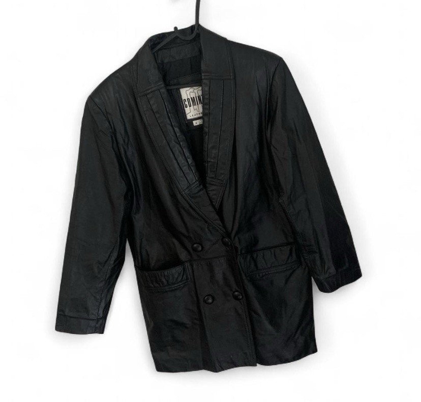 Vintage blazer Comint black leather double-breasted Blazer coat size M