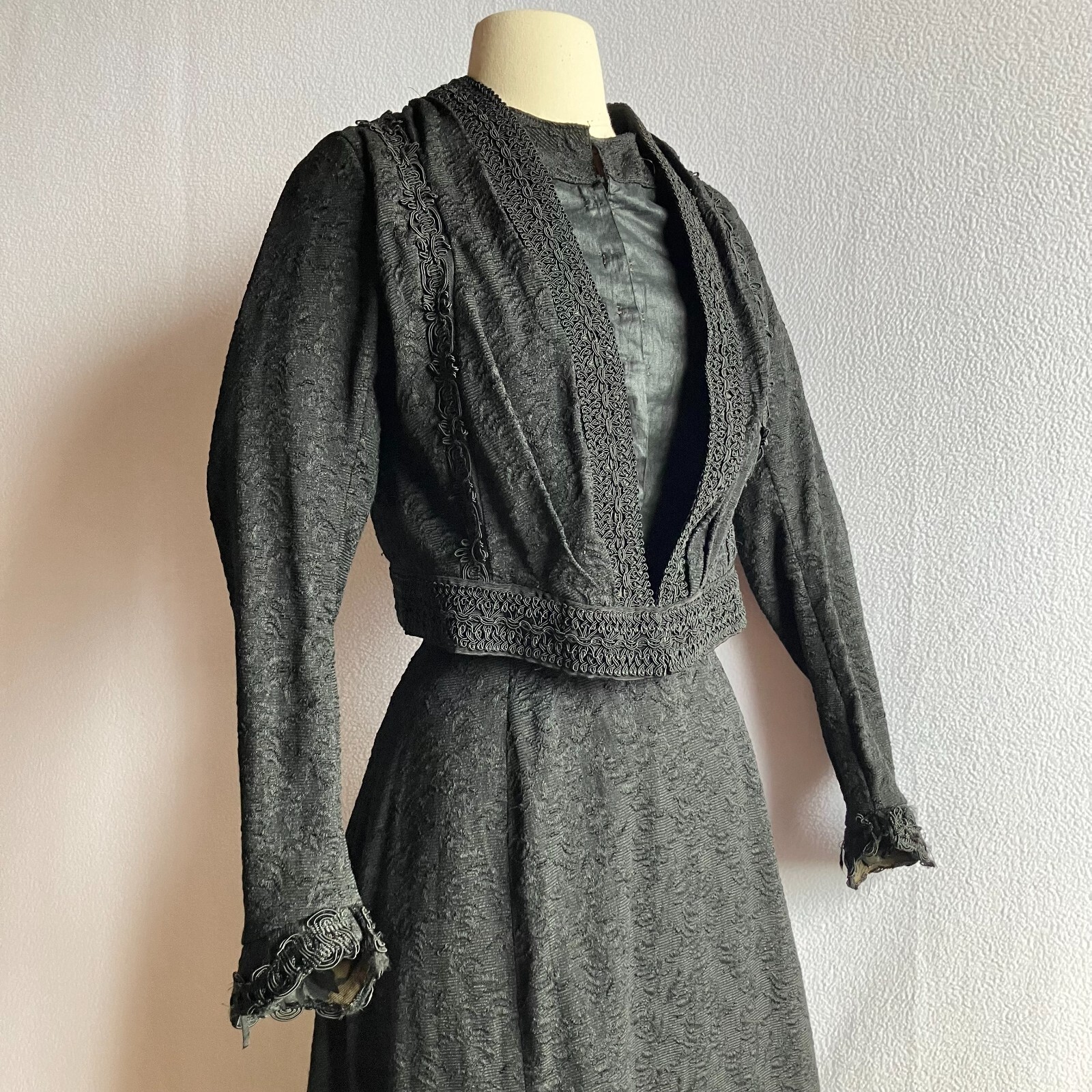 Antique Edwardian Black Wool Walking Suit XS/S