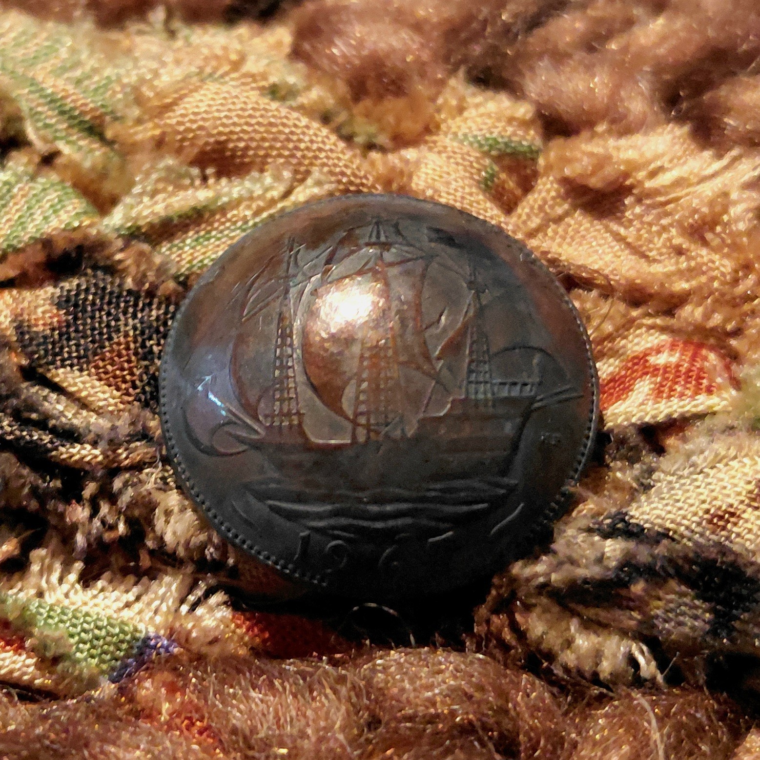 1983 Estelle Gracer Wearable Art Jacket British Coin Button Rare Archival Bouclé