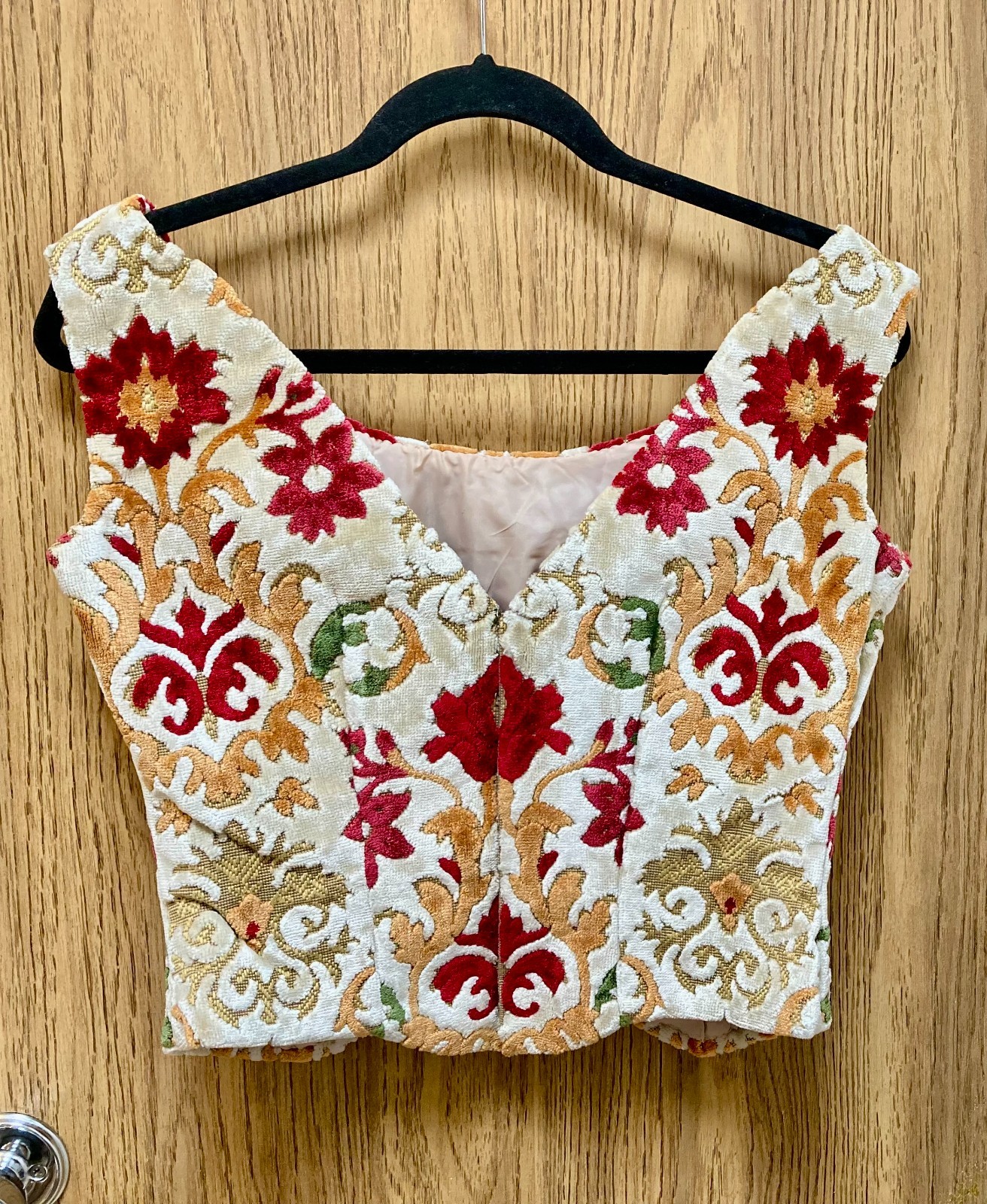 Vintage Handmade Bodice Medium Renaissance Sleeveless Shirt Flocked Upholstery