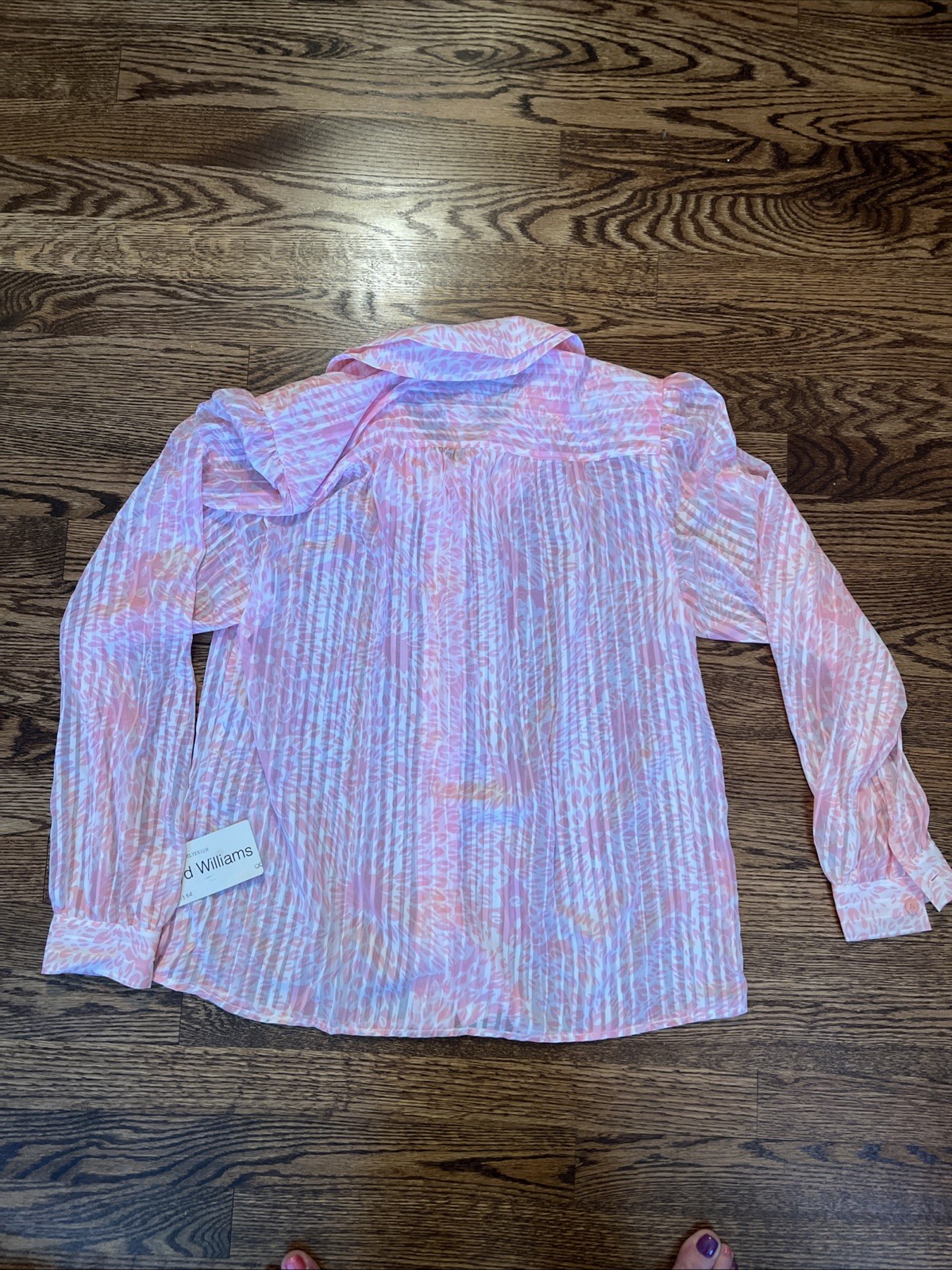 VINTAGE NWT LLOYD WILLIAMS PINK & WHITE PRINT BLOUSE size 8