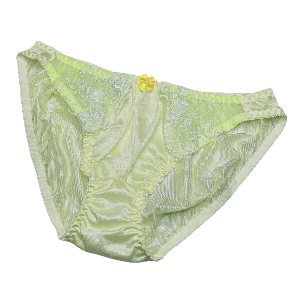 Lingerie Slippery Panties Lace Bikini Floral Embroidery Nylon Size 16-18 Shiny