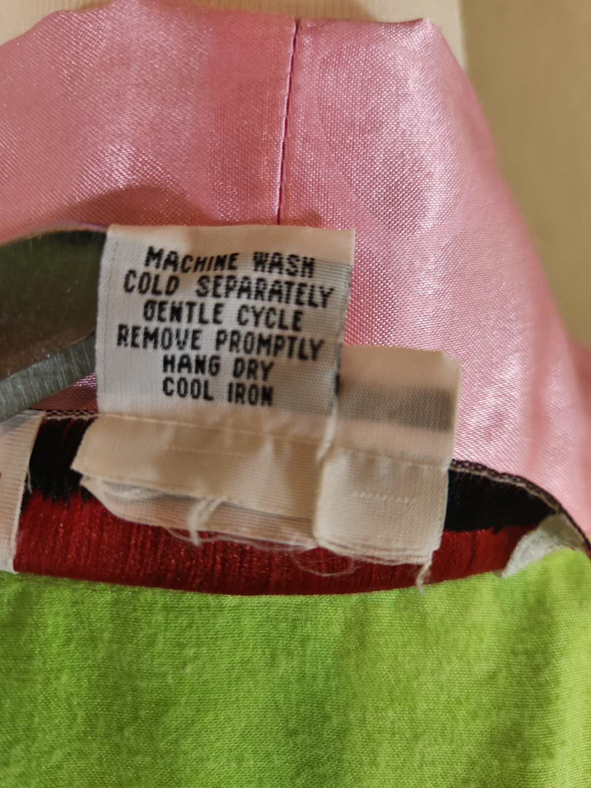 Fernando Sanchez Polyester/Cotton Short Robe Lounger Size S Green Pink