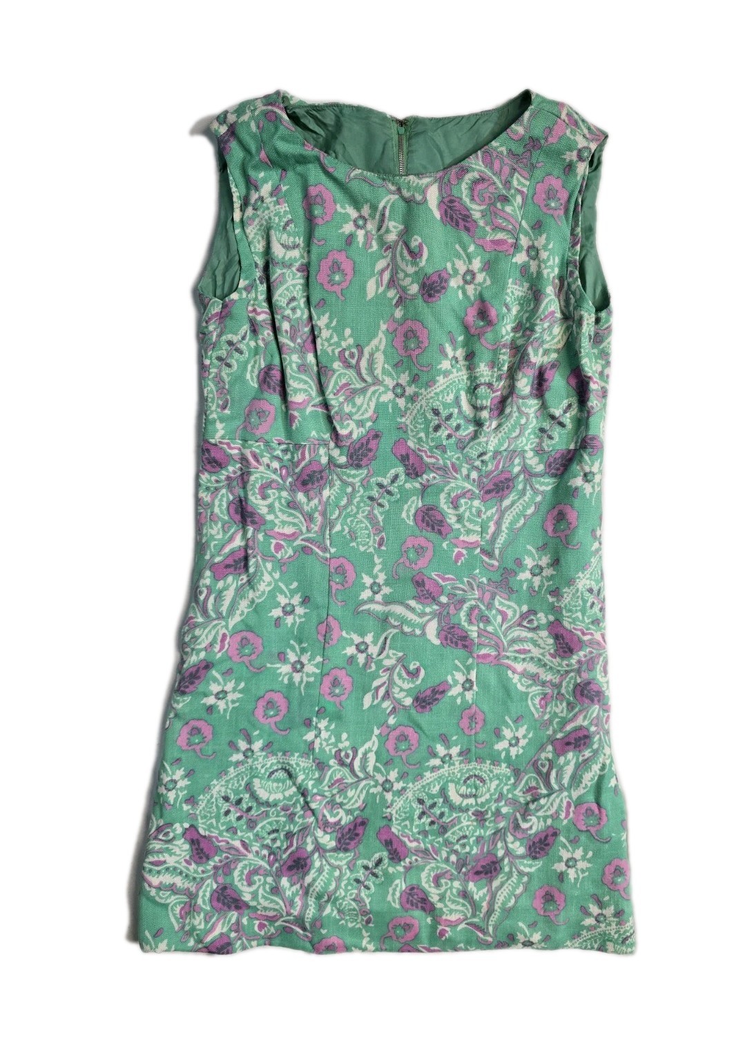 Vintage Women‘s Dress Green Pink Floral Adele Simpson 14-16 Y2K