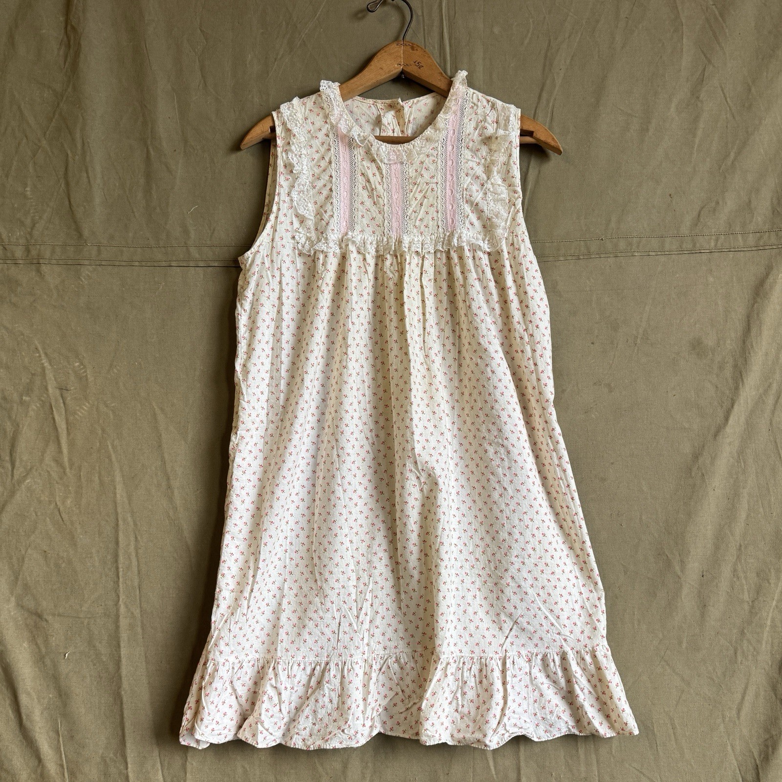 Vintage 60s Women’s Nightgown Mr. P.J. Pink Flowers Boho Folk 18X32.5 READ