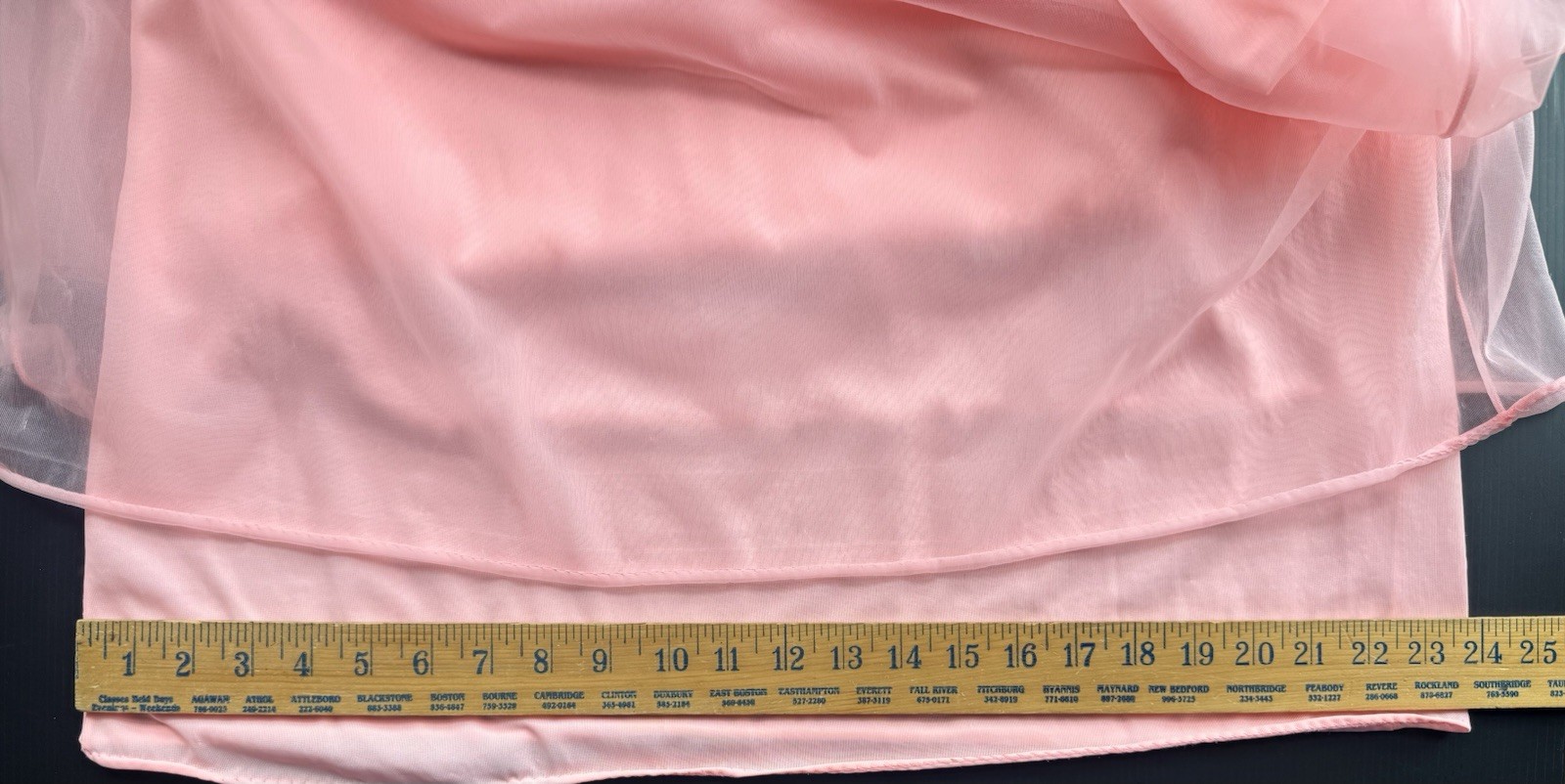 1960s PEACH CHIFFON OVER NYLON DUAL LAYER NEGLIGEE ROUND COLLAR LINGERIE *READ