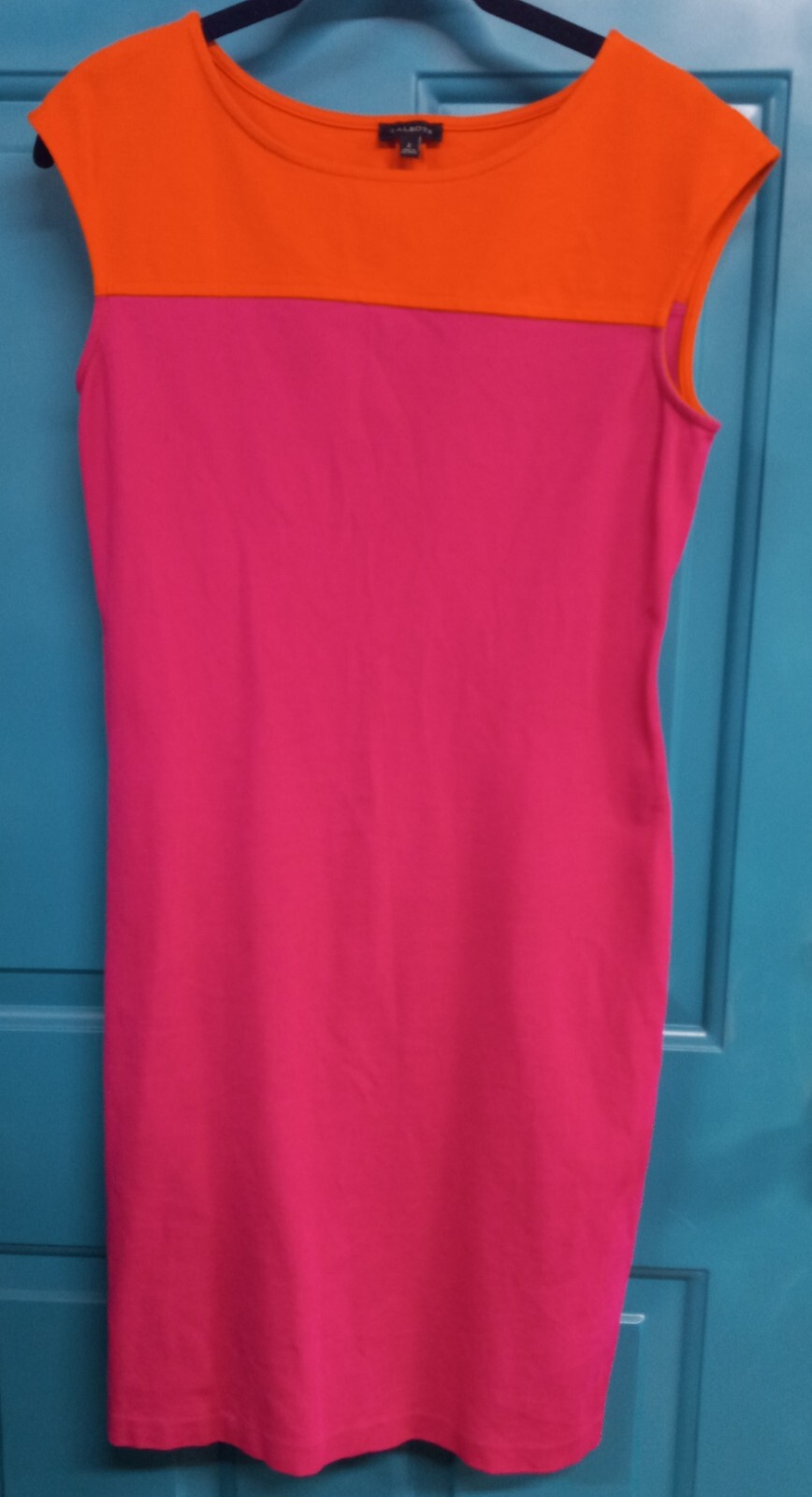 Talbots Vintage 2 Pink & Orange Rayon Nylon Spandex Shift Dress Fits Like 4/6
