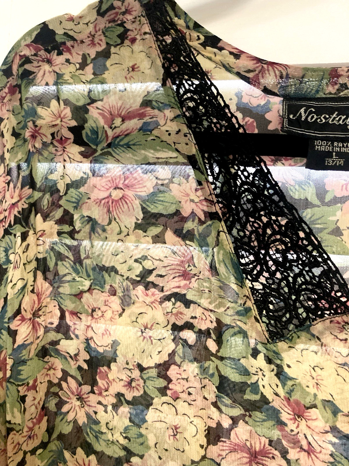Vintage Nostalgia Sheer Floral Button Up Dress Prairie Cottagecore Style Large