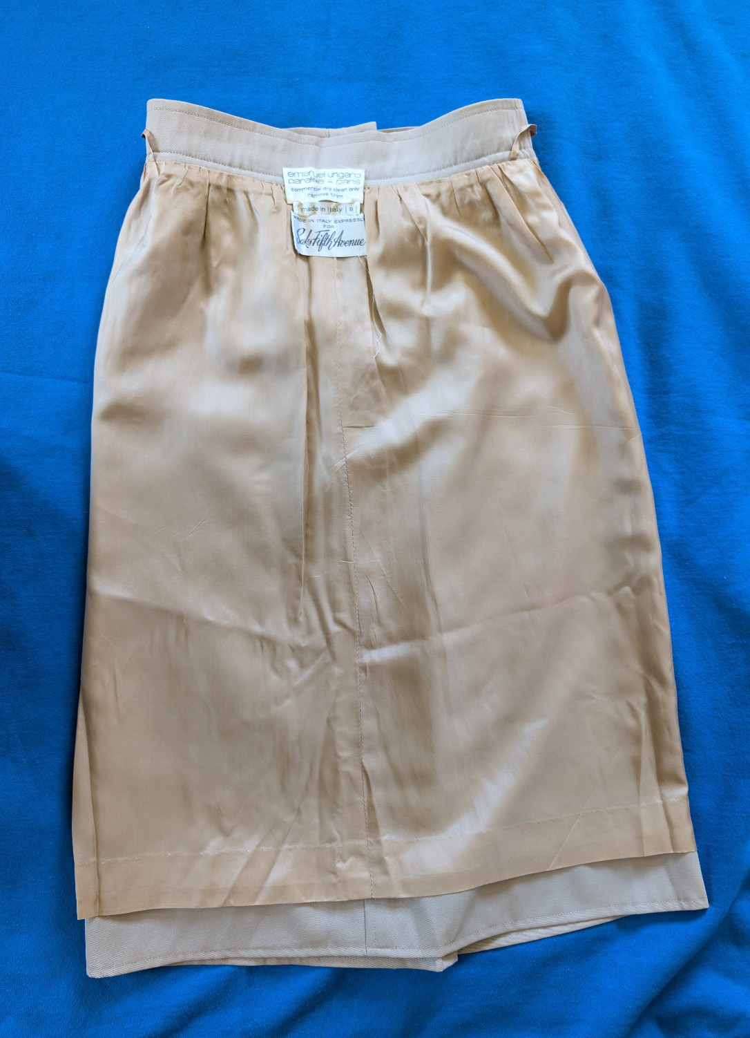 Vtg 1980s Emanuel Ungaro Parallèle Tan Skirt 24&Prime;