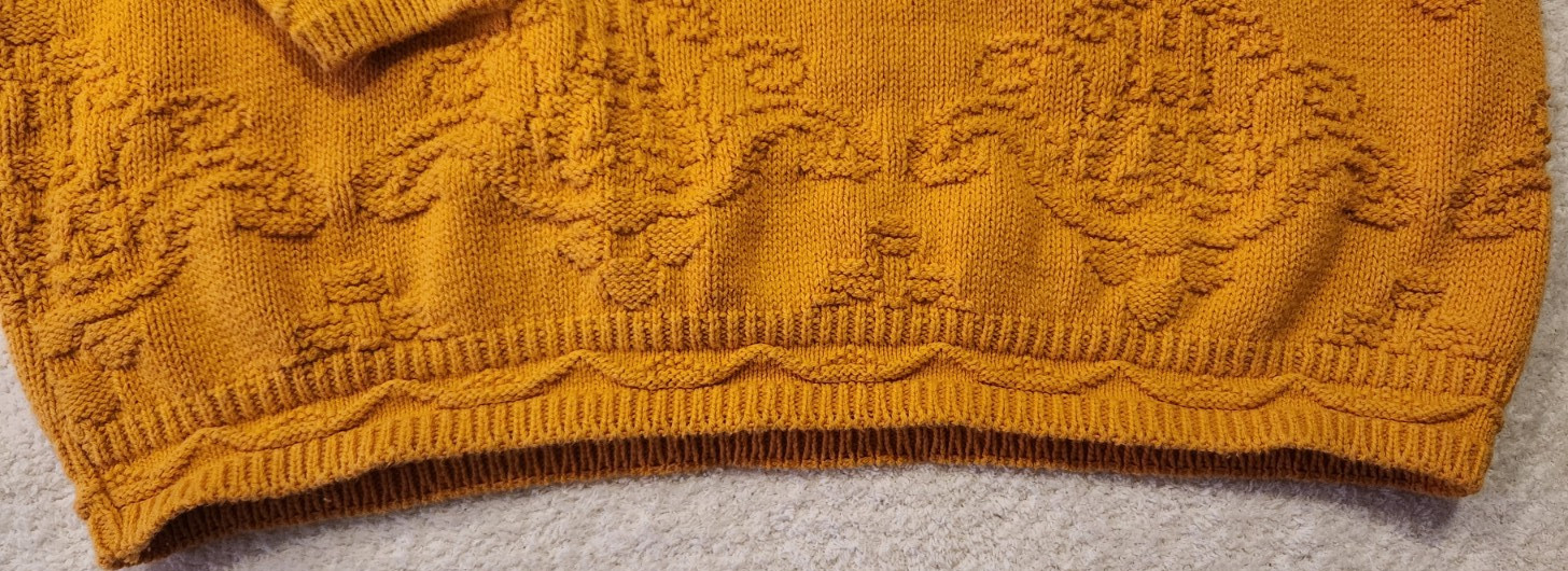 Vtg United States Sweaters 100% Cotton Knit Pullover Large Yellow Gold Chunky OS