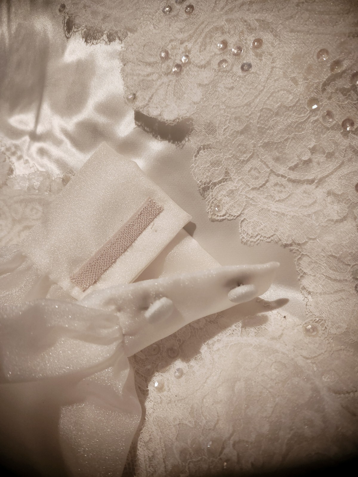 Vintage 70s Ivory Custom Hand Made Bridal Gown with Train