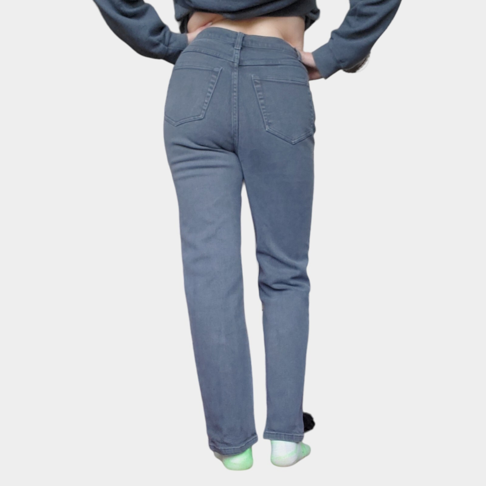 90s Gray Jeans High Waisted Gray Straight Leg Stretch Sz 6 x 29.5 Grunge