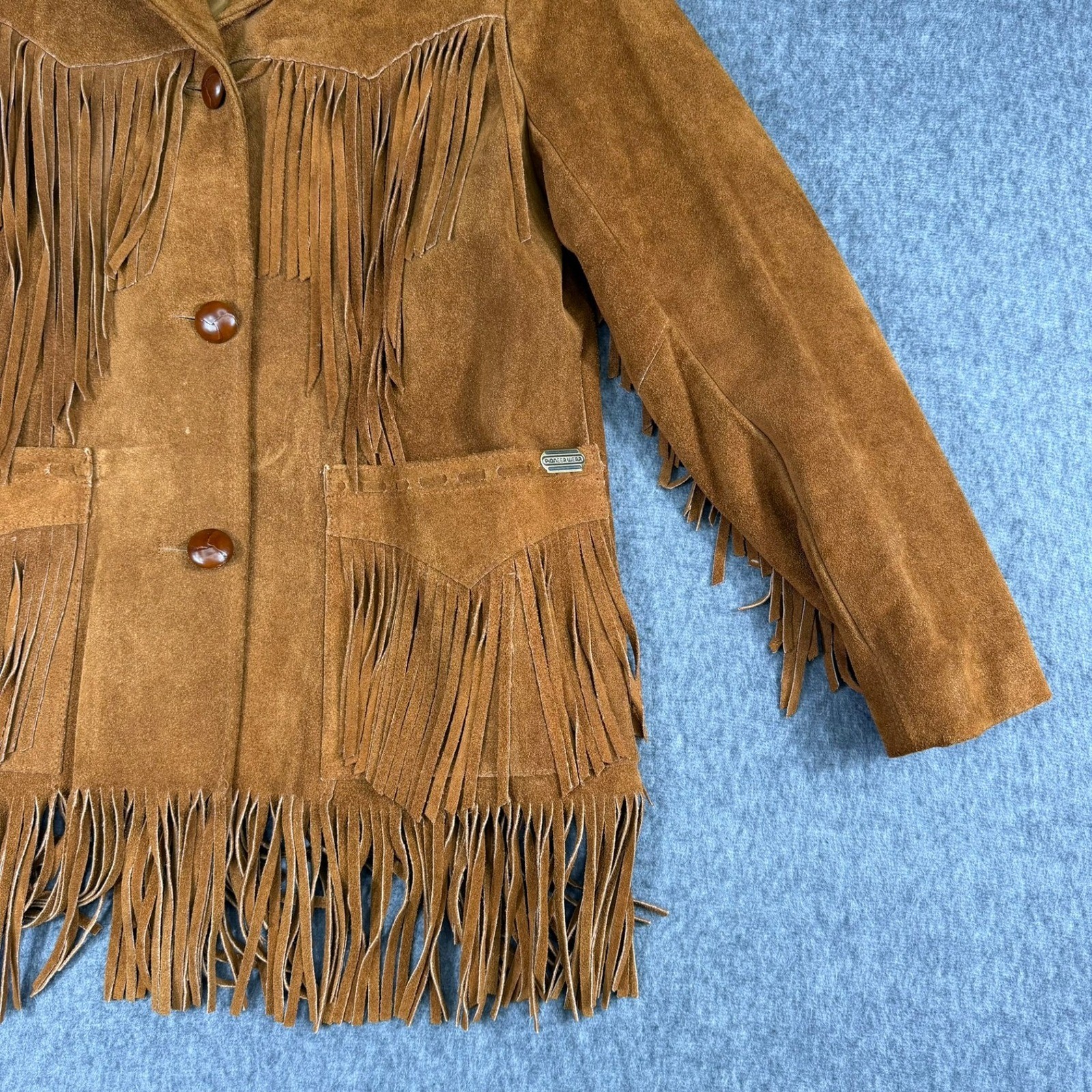 Ms Pioneer Leather Jacket Womens 10 Brown Suede Fringe Western Albuquerque Vtg