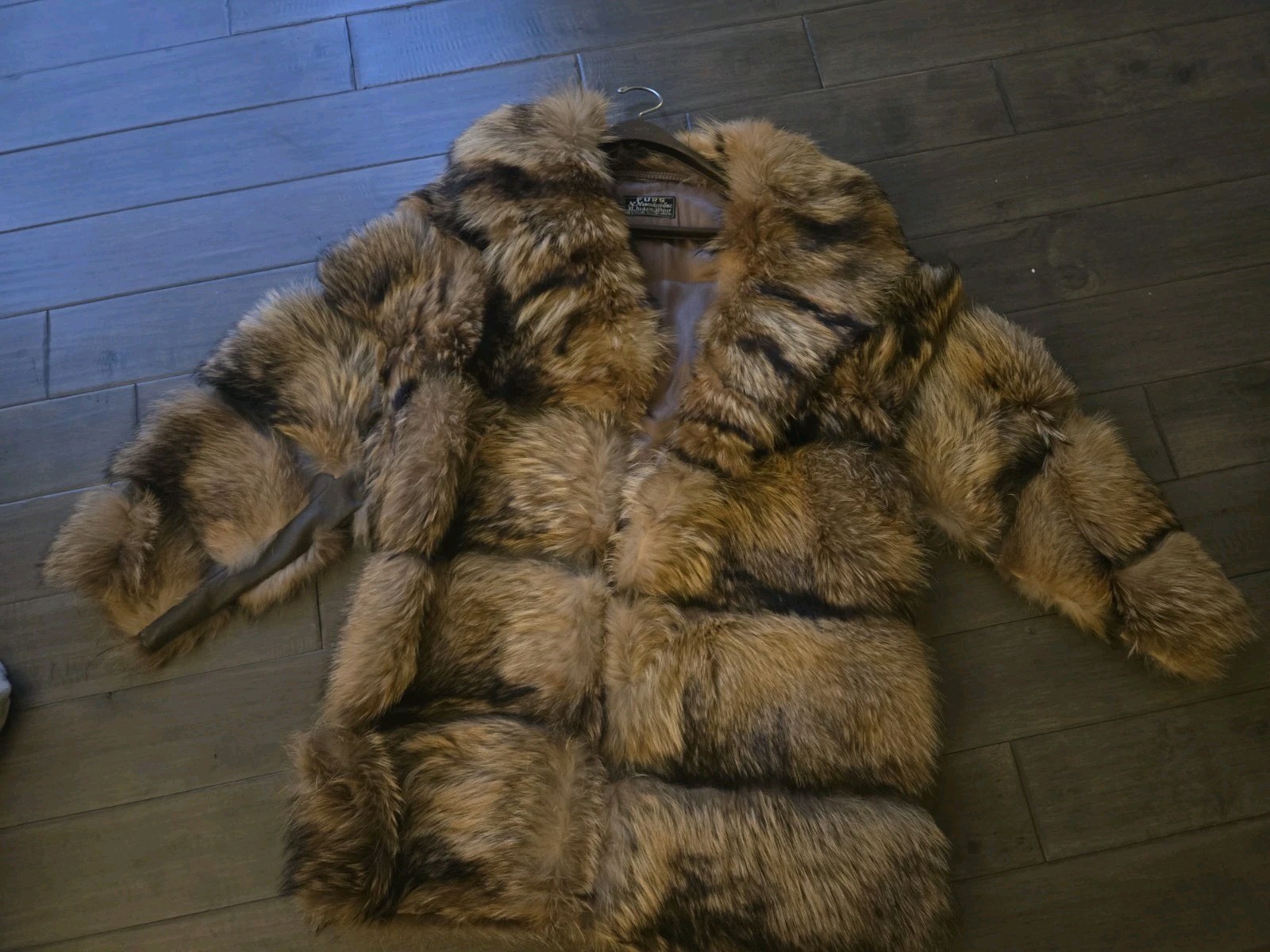 N. Nikolaidis Brown Black Fur Coat Regular Size Vintage Style