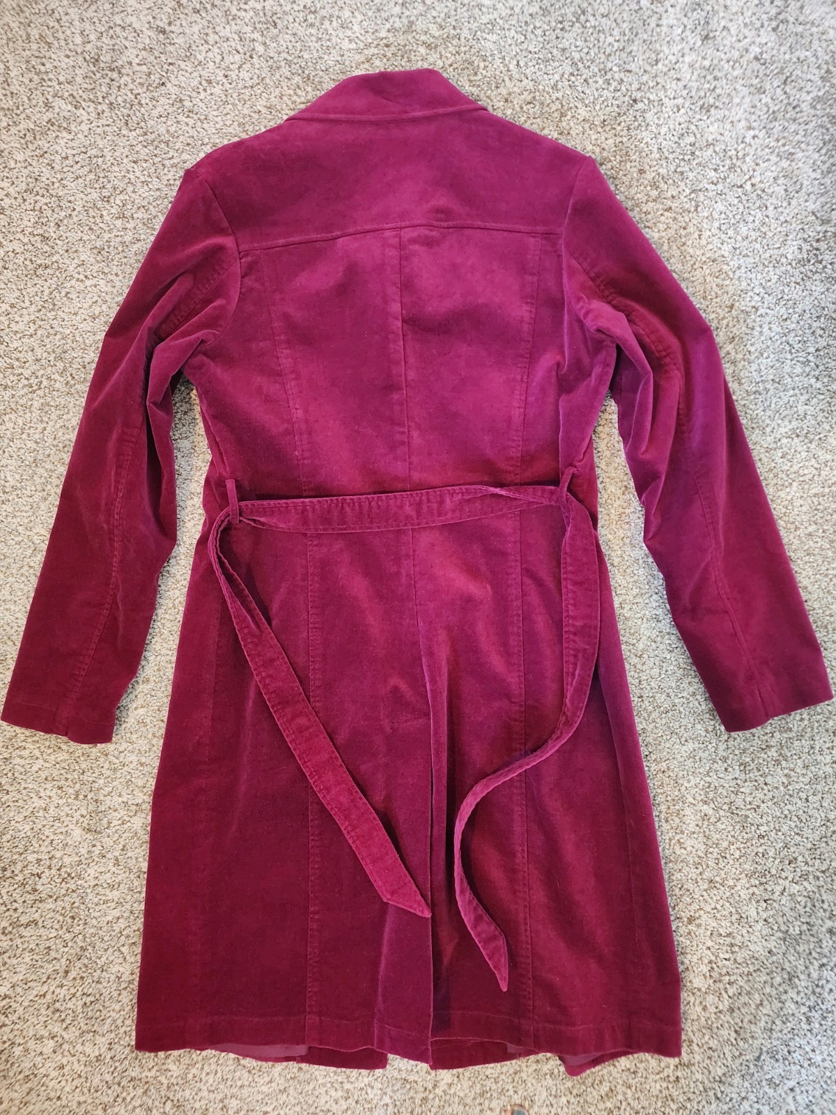 ⚡️VTG RARE 🔥 ESPRIT Magenta Velvet Trench Y2K INDIE SLEAZE L retro festival 💖