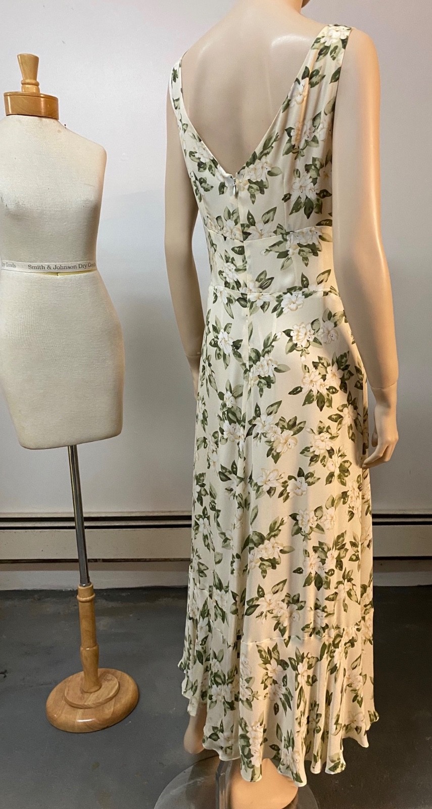 Vintage J Peterman 1930s Style Lady Day Silk Georgette Dress Size 10 Bust 38