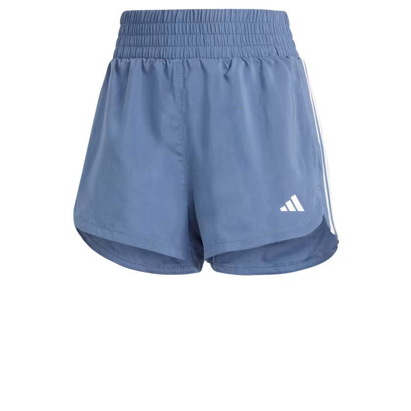 adidas women Pacer Training 3-Stripes Woven High-Rise Shorts